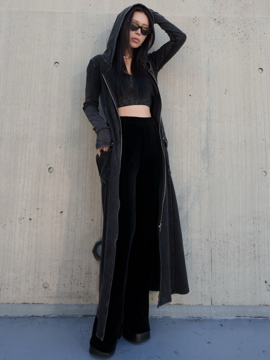 ピグメント Rib フーディー Zipワンピース