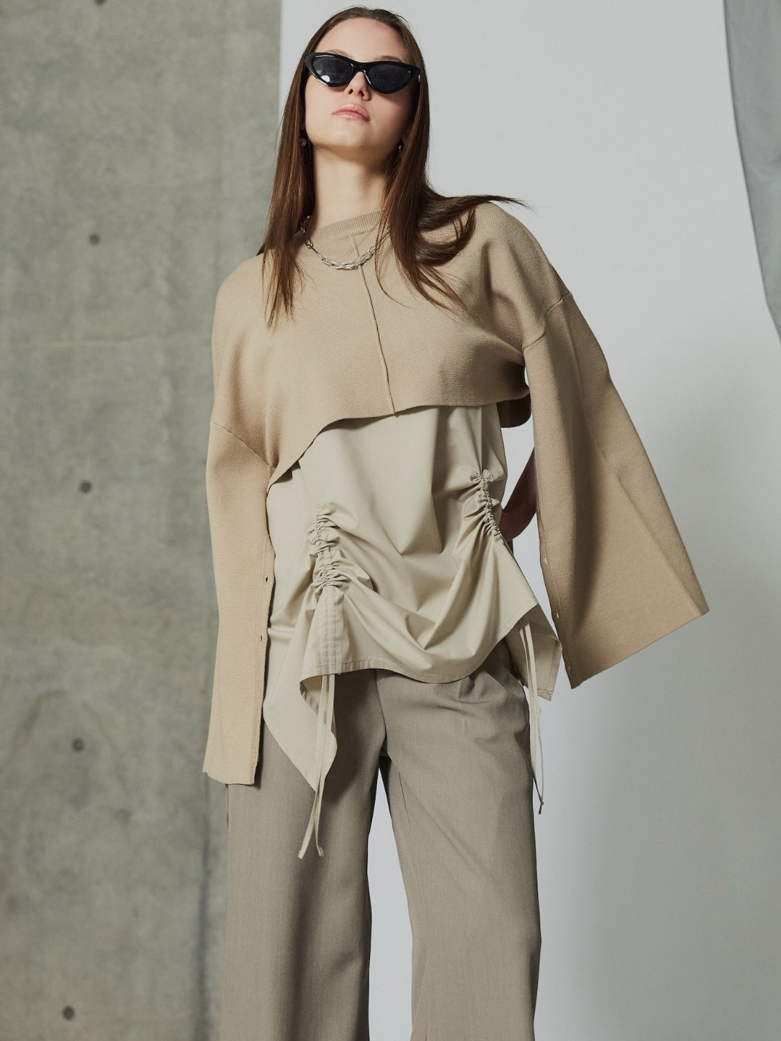 レイヤード KNIT & ブラウス セット