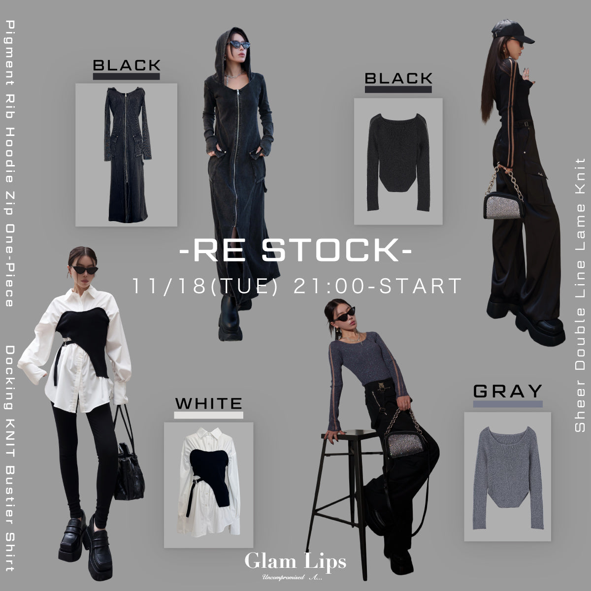 Glam Lips グラムリップス リバーシブル ブルゾン グレー（107）a Glam Lips グラムリップス リバーシブル ブルゾン グレー（107）a Glam