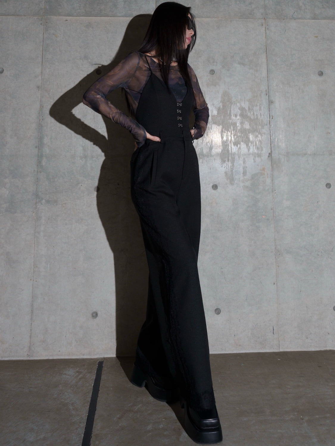 Multi-way レースコンビ ツイル サロペット