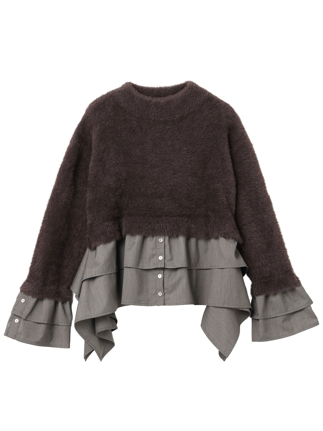 KNIT ドッキング フリルレイヤー ブラウス