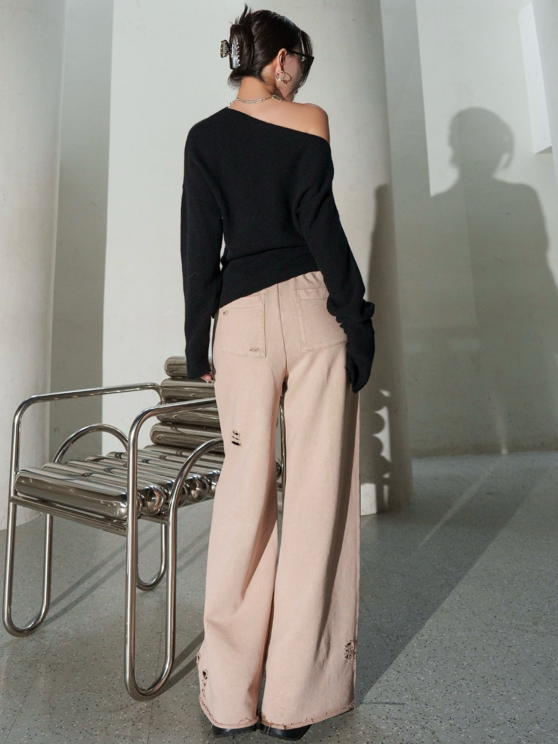 ピグメント Wide ダメージスウェットパンツ