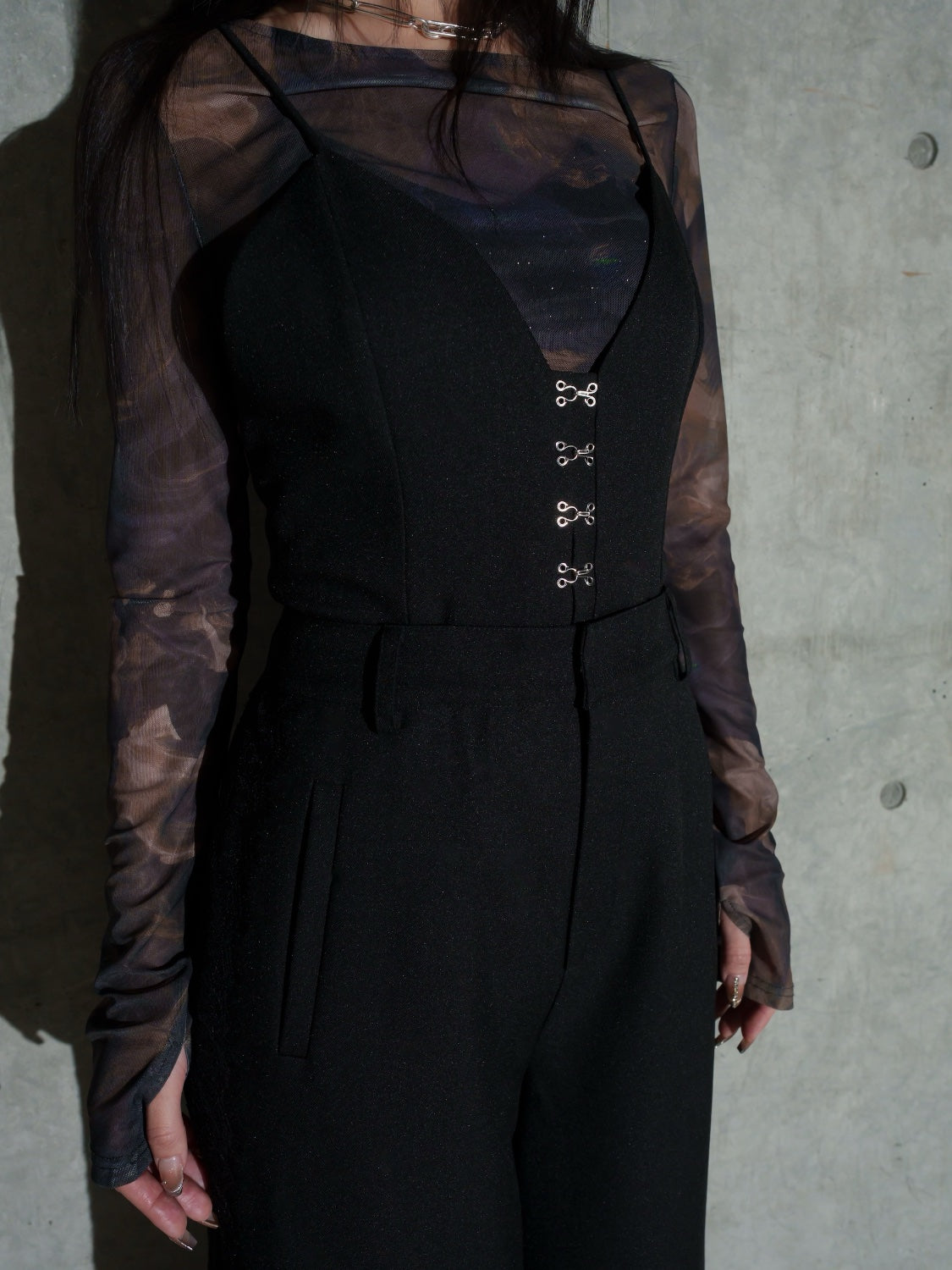 Multi-way レースコンビ ツイル サロペット