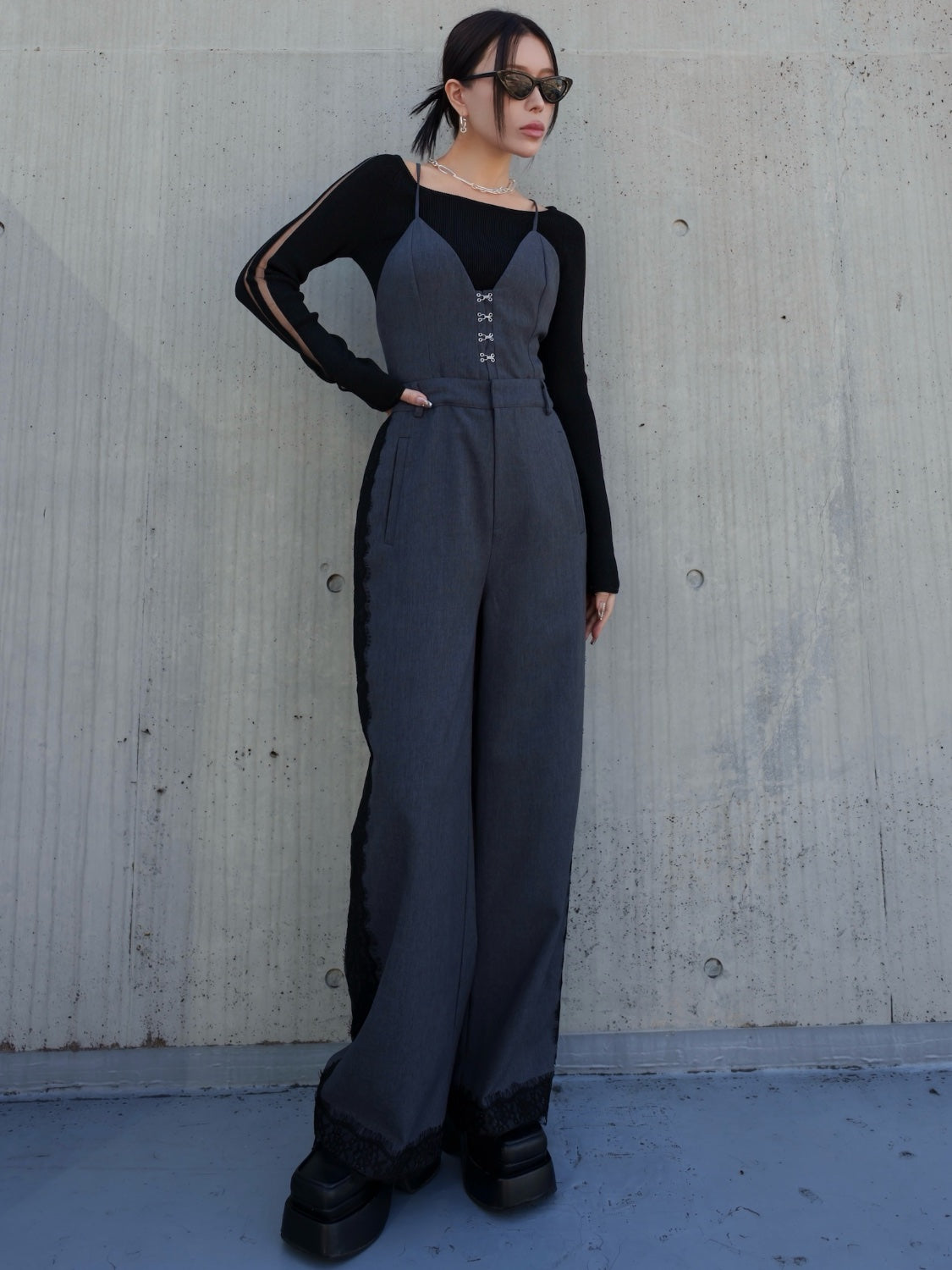 Multi-way レースコンビ ツイル サロペット