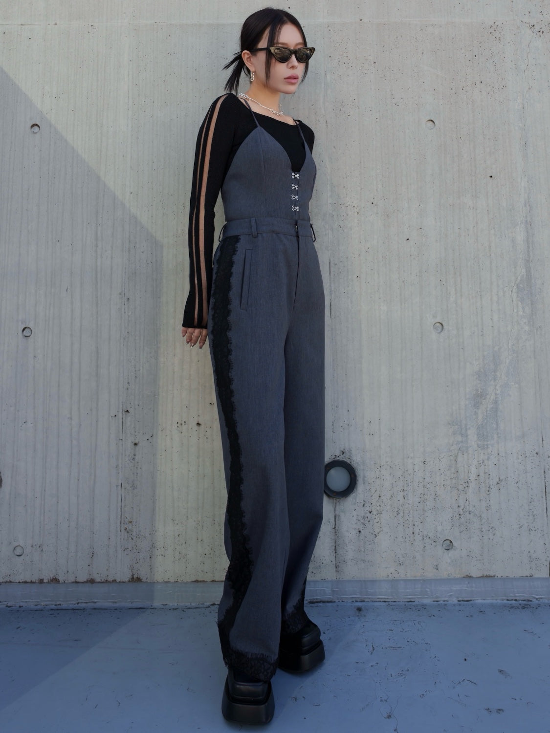 Multi-way レースコンビ ツイル サロペット