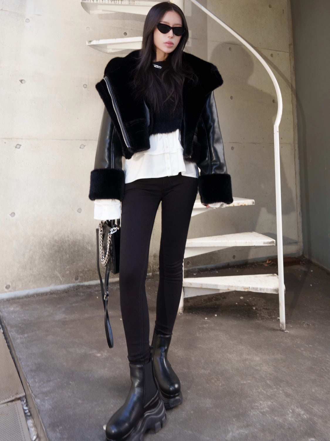 KNIT ドッキング フリルレイヤー ブラウス