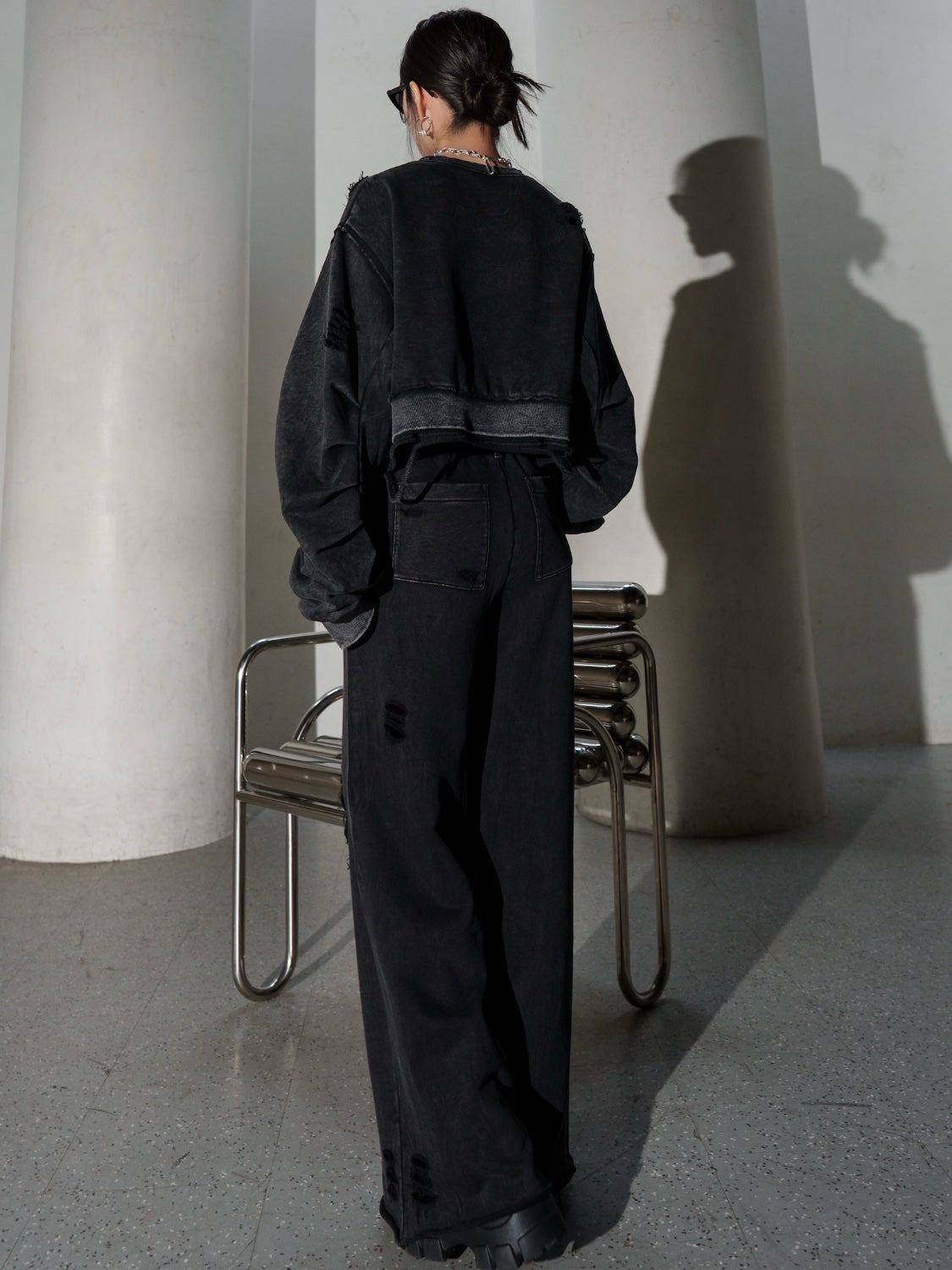 ピグメント Wide ダメージスウェットパンツ