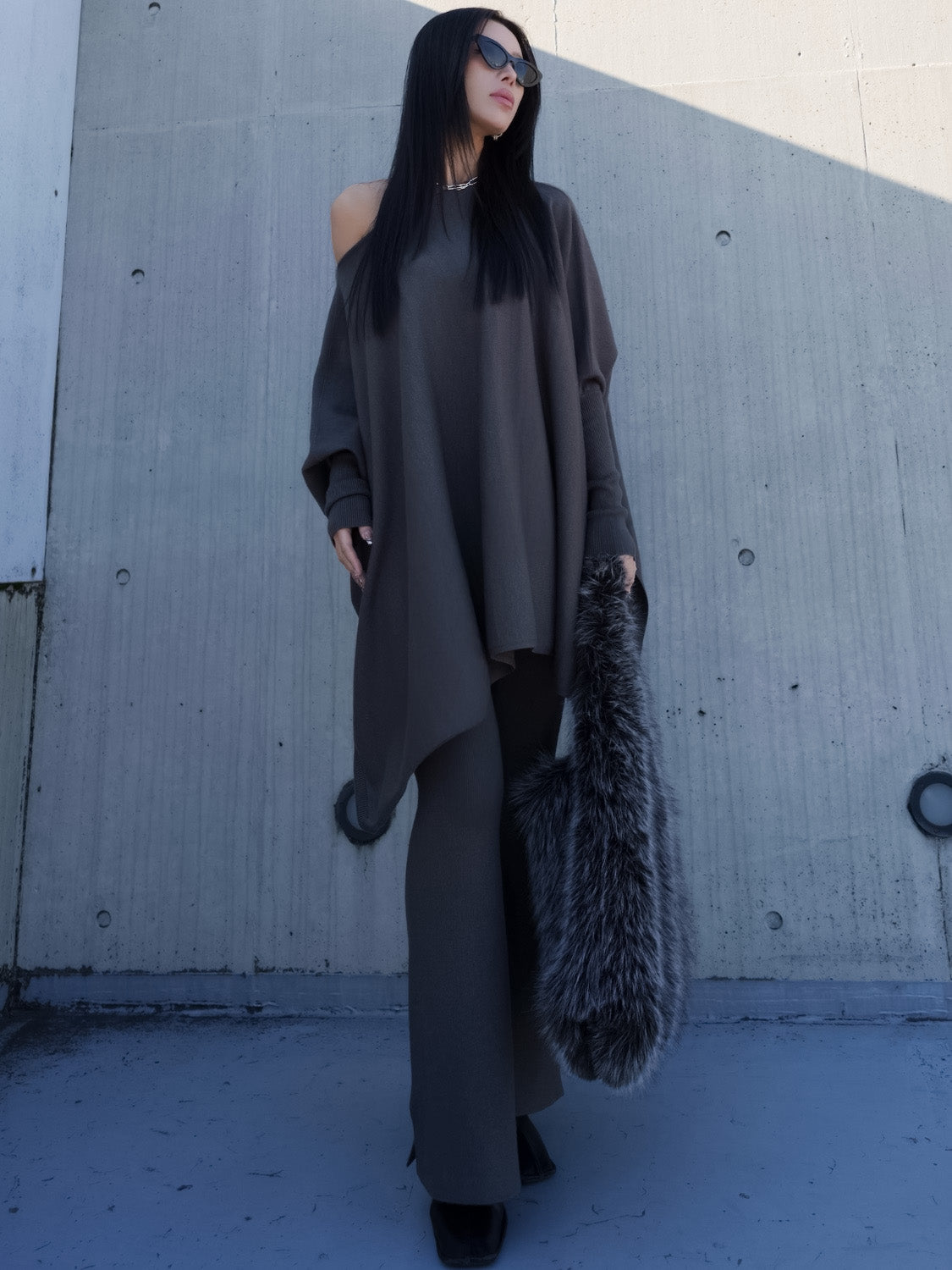 ジャージー KNIT ポンチョ Set-up