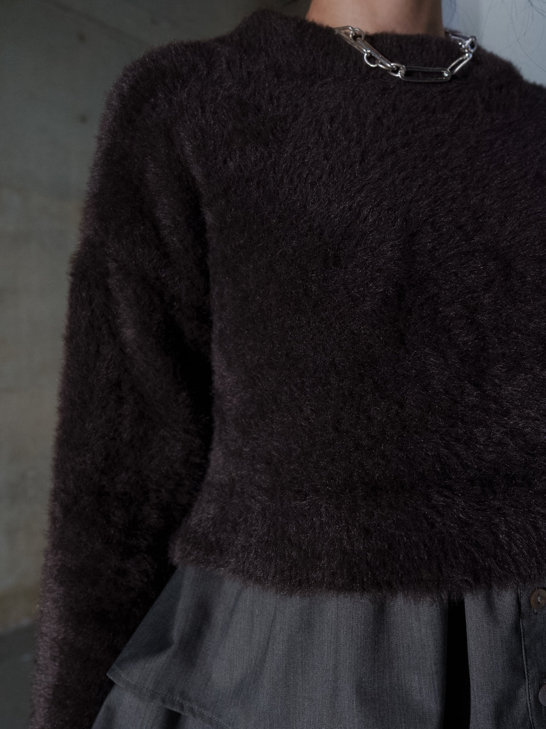 グラムリップス glam lips ニット　シアー　ブラウス　ドッキング KNIT ドッキング フリルレイヤー ブラウス