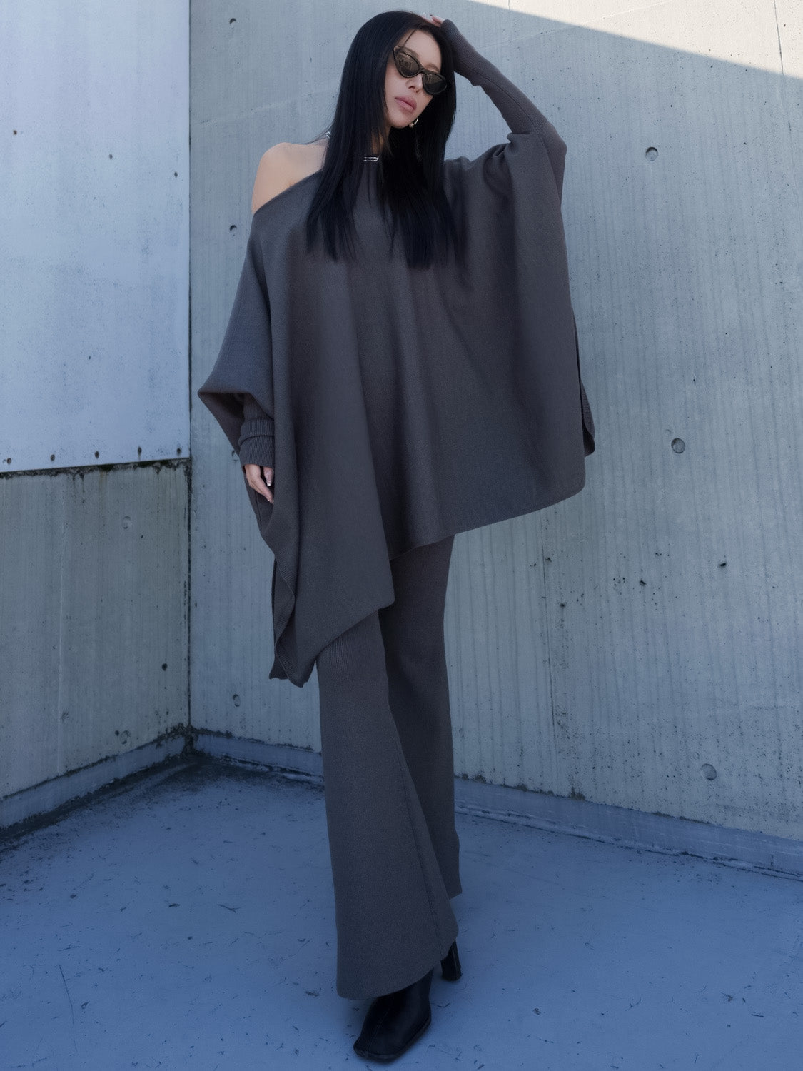 ジャージー KNIT ポンチョ Set-up