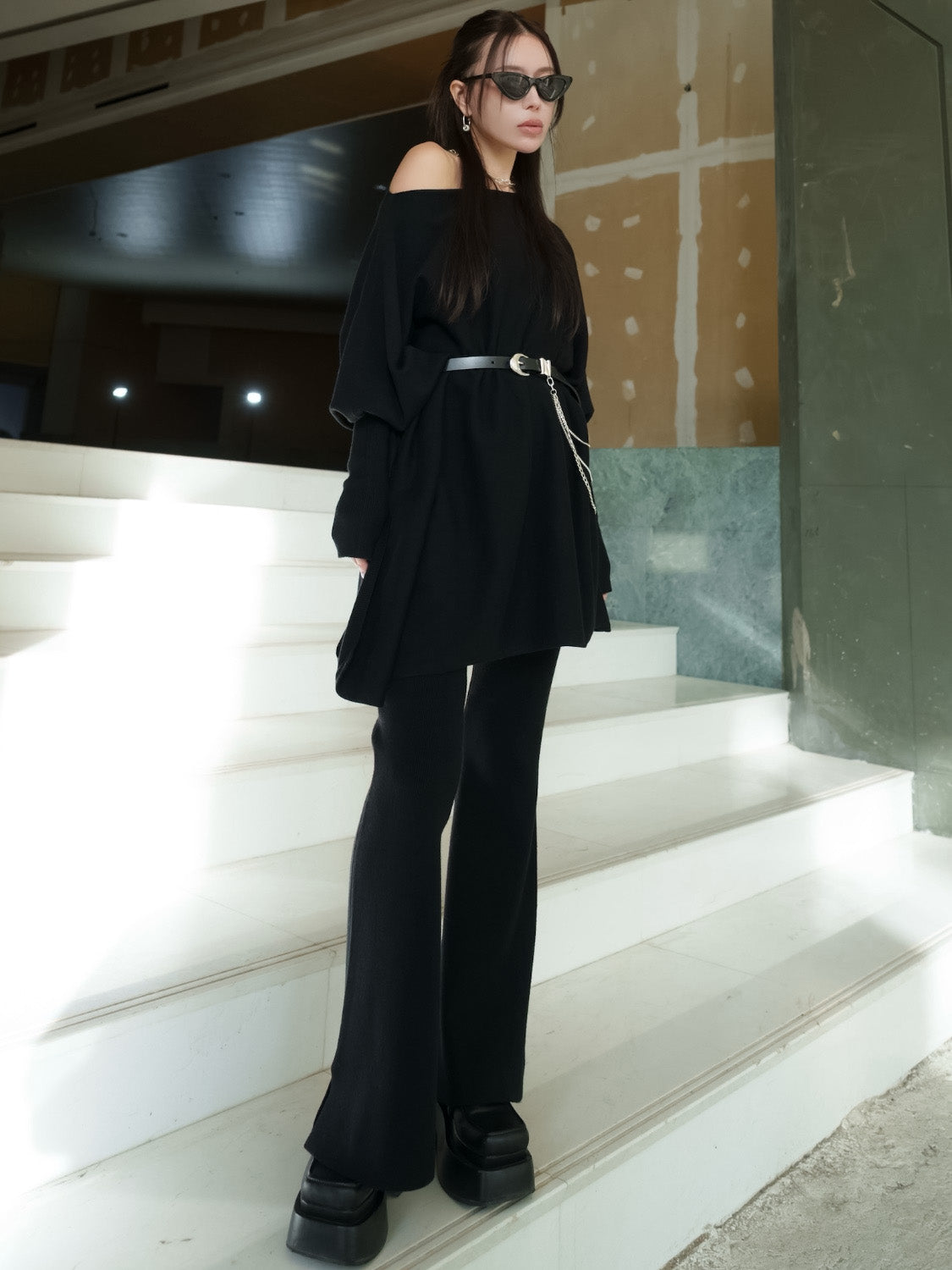 ジャージー KNIT ポンチョ Set-up