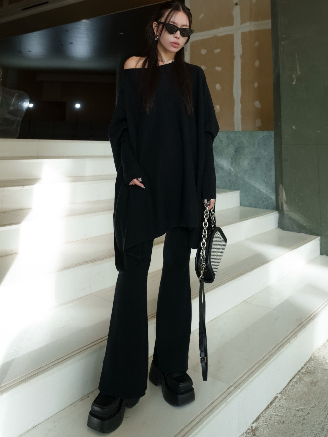 ジャージー KNIT ポンチョ Set-up