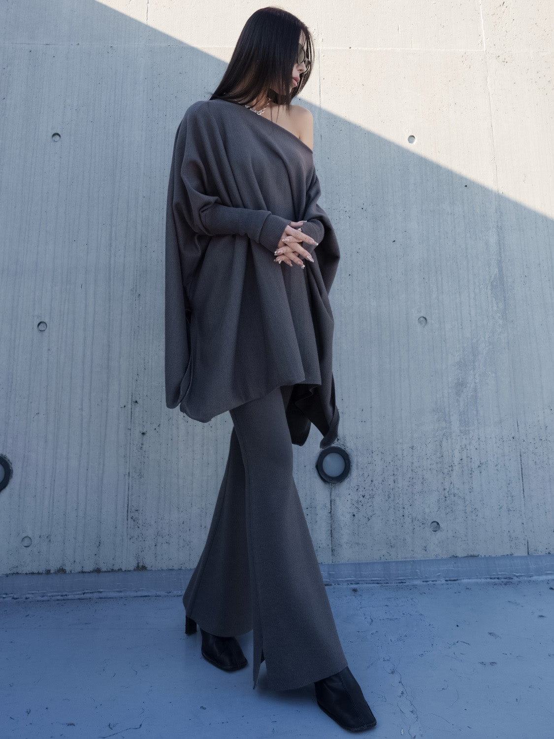 ジャージー KNIT ポンチョ Set-up