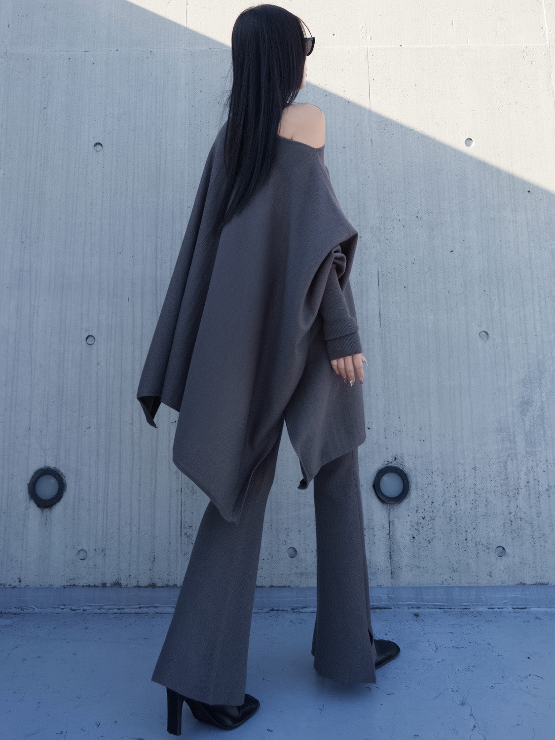 ジャージー KNIT ポンチョ Set-up