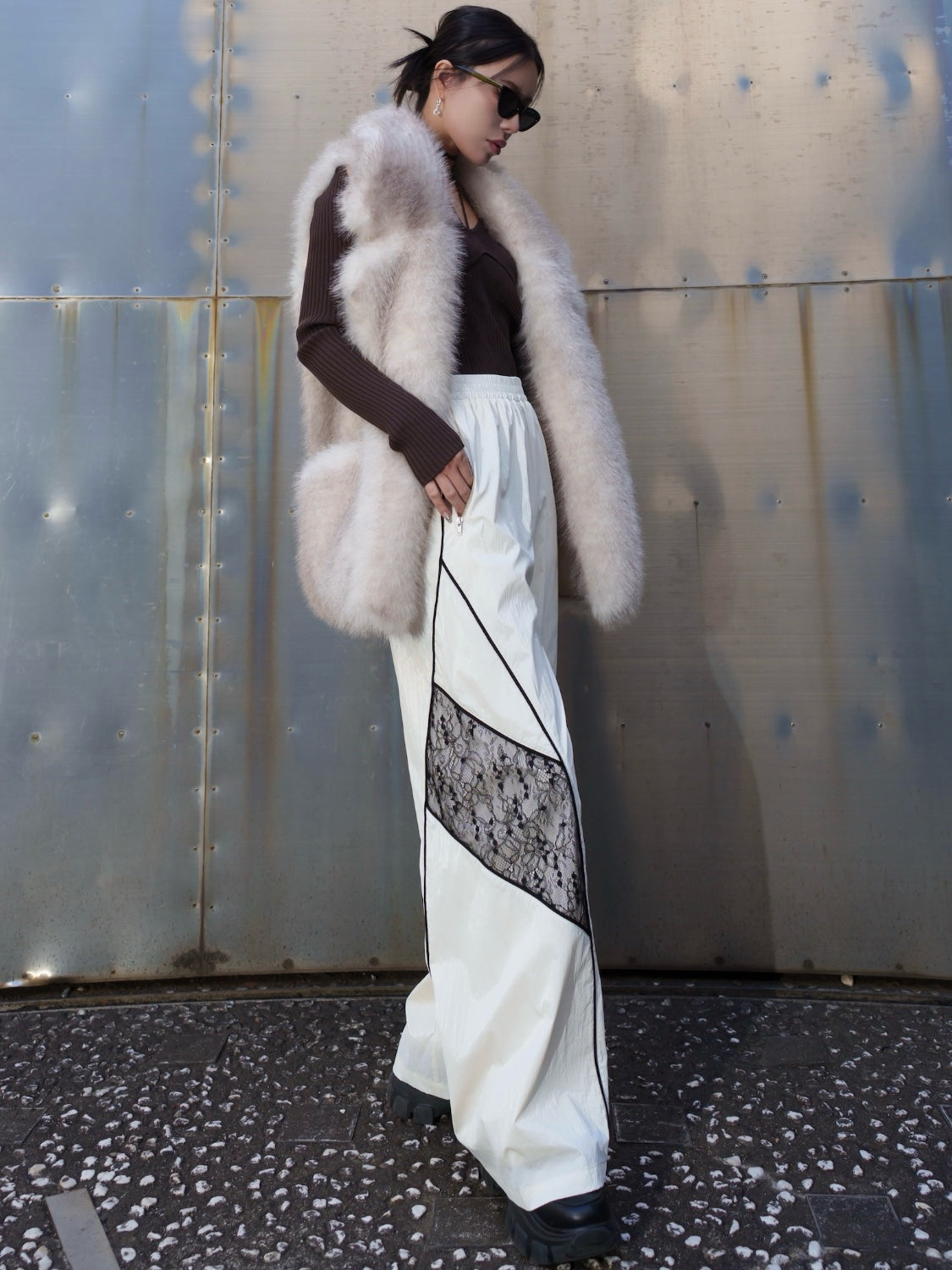 Suede ボンディング Fur ベスト