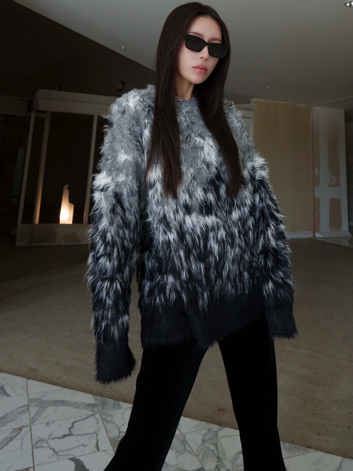 グラデーション Hairy KNIT プルオーバー