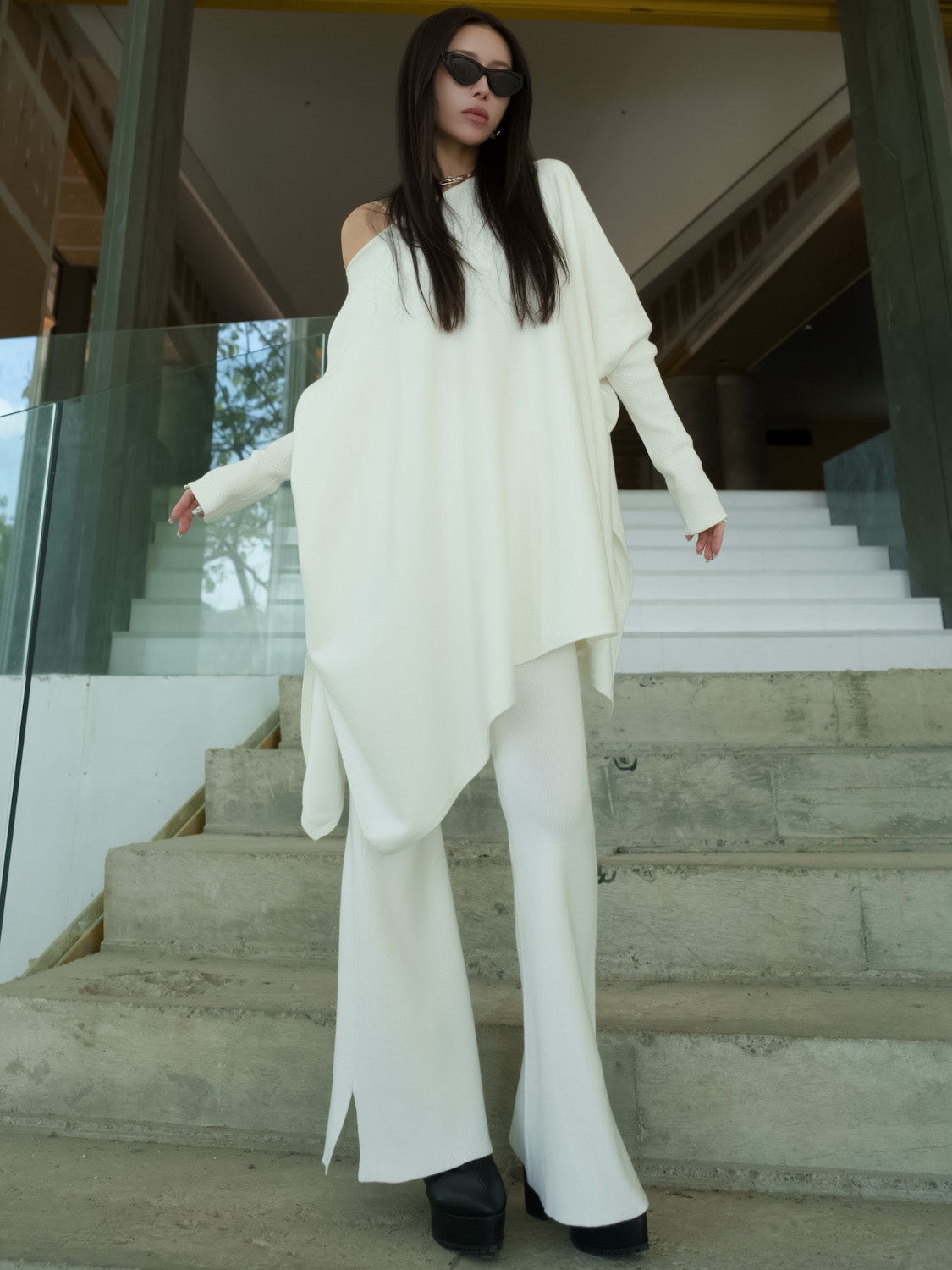 ジャージー KNIT ポンチョ Set-up