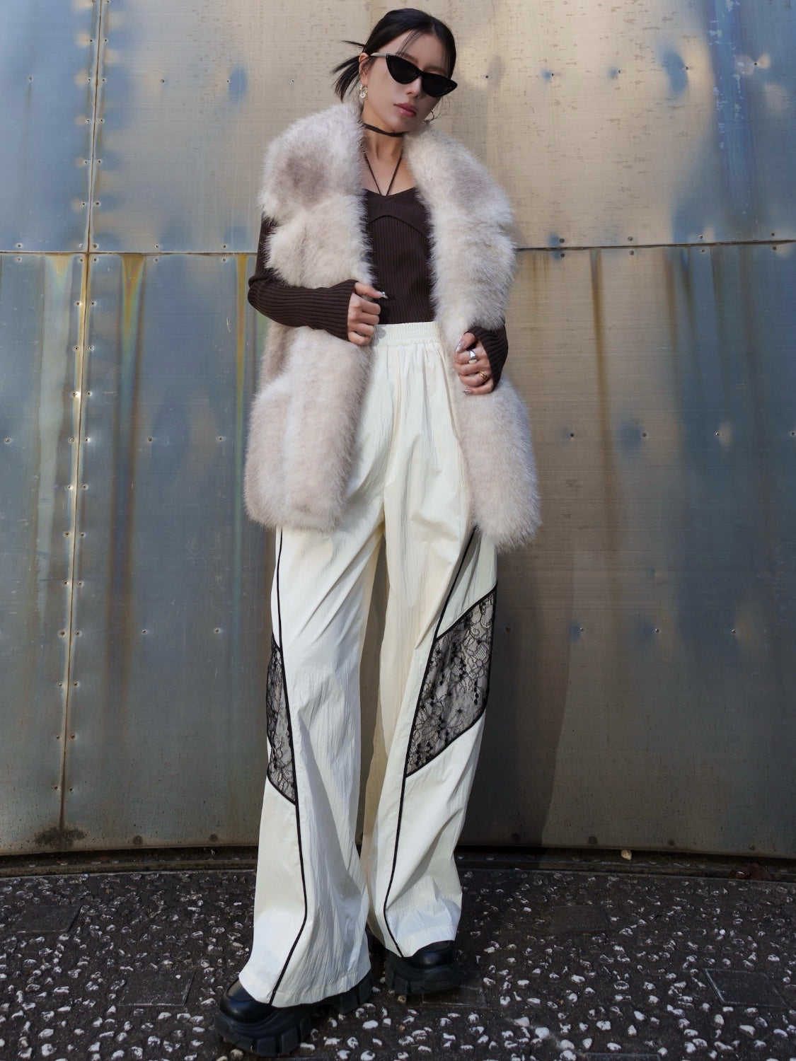 Suede ボンディング Fur ベスト