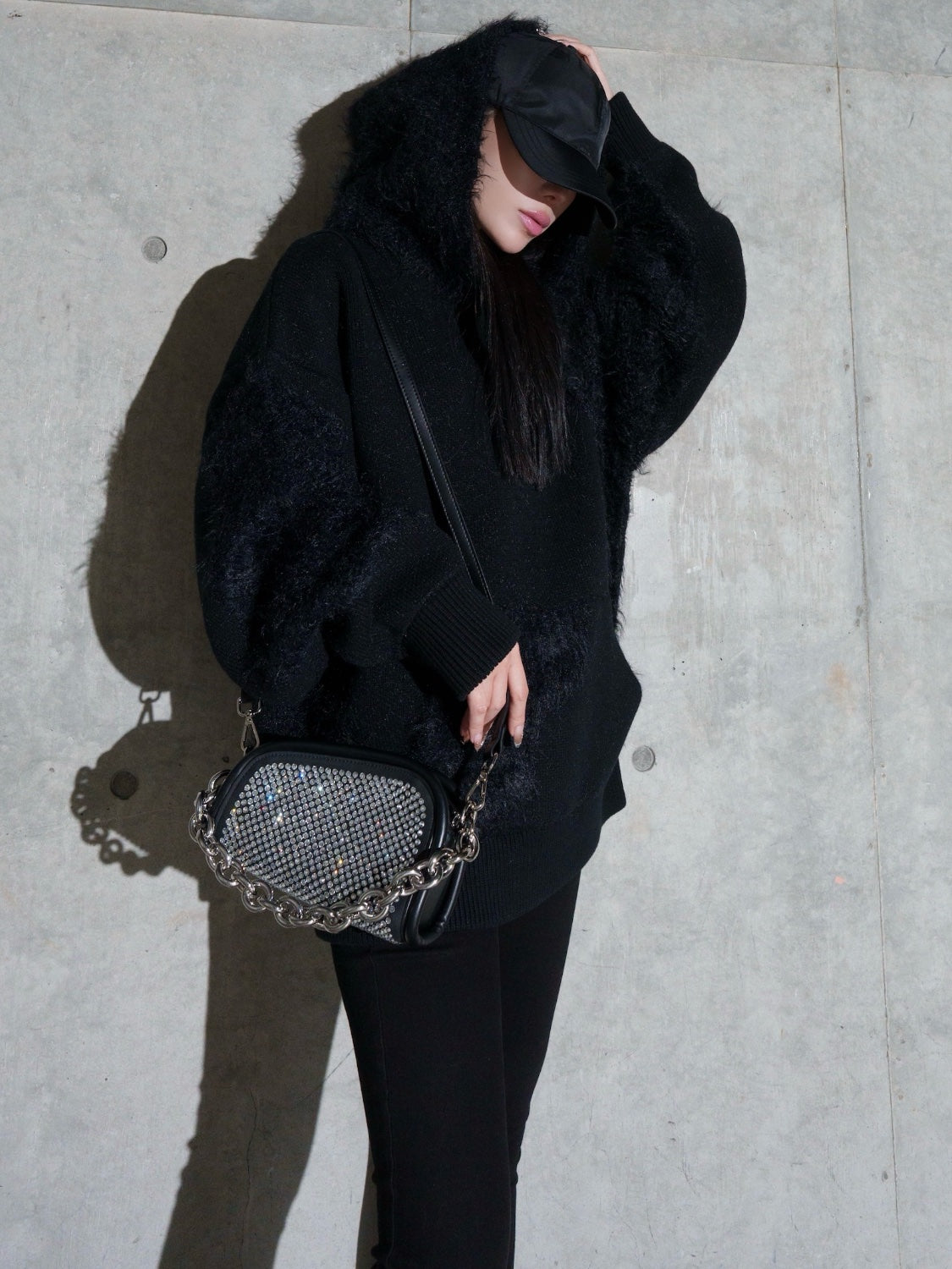 MINI ストーン Chain アシンメトリー バッグ