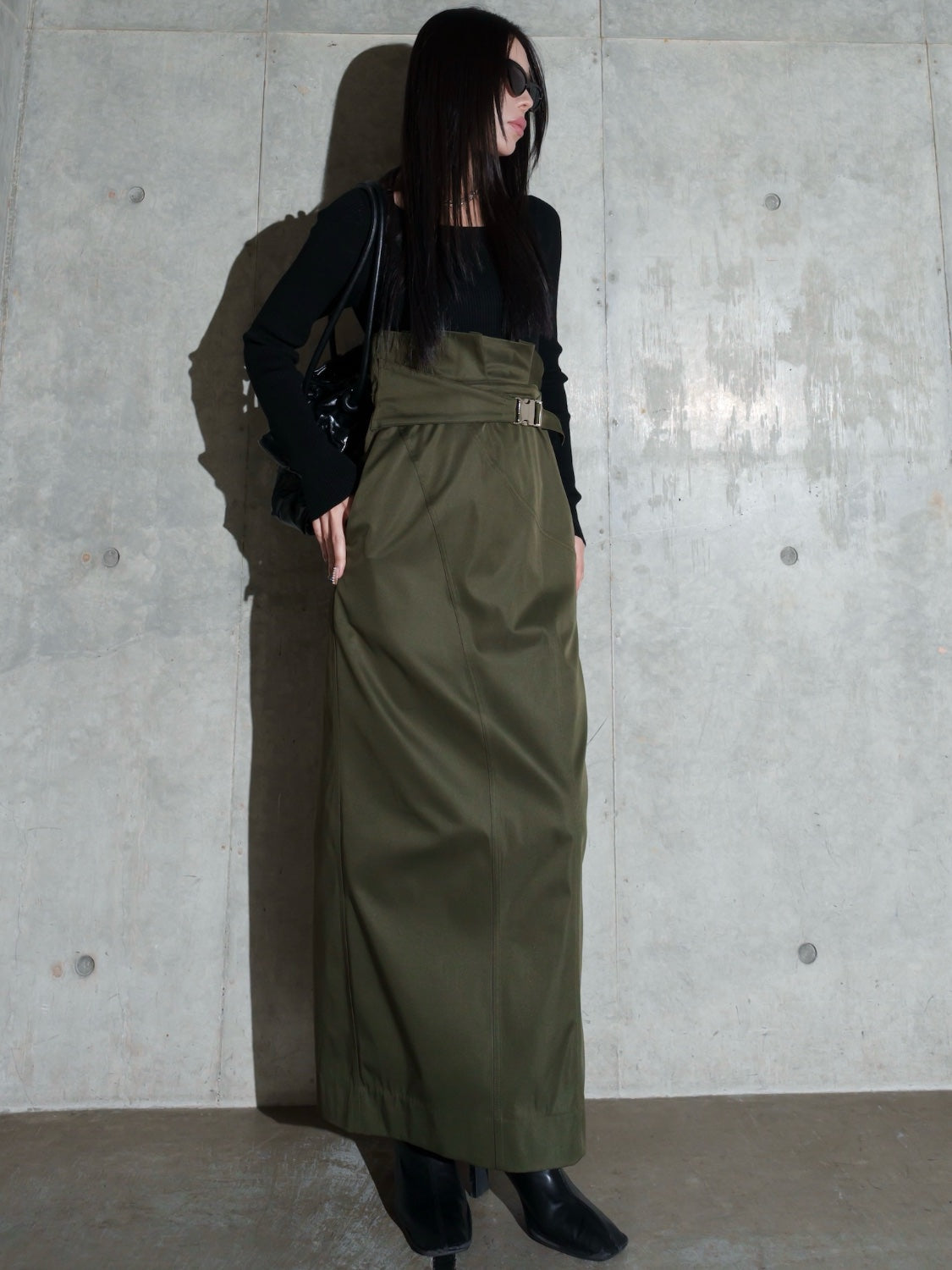 KNIT ドッキング ツイル Dress