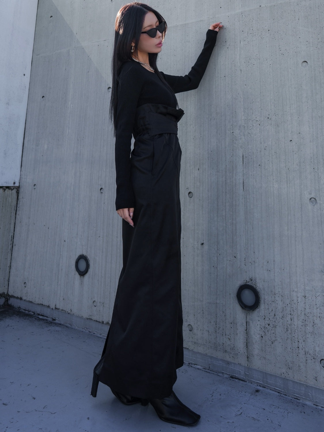 KNIT ドッキング ツイル Dress