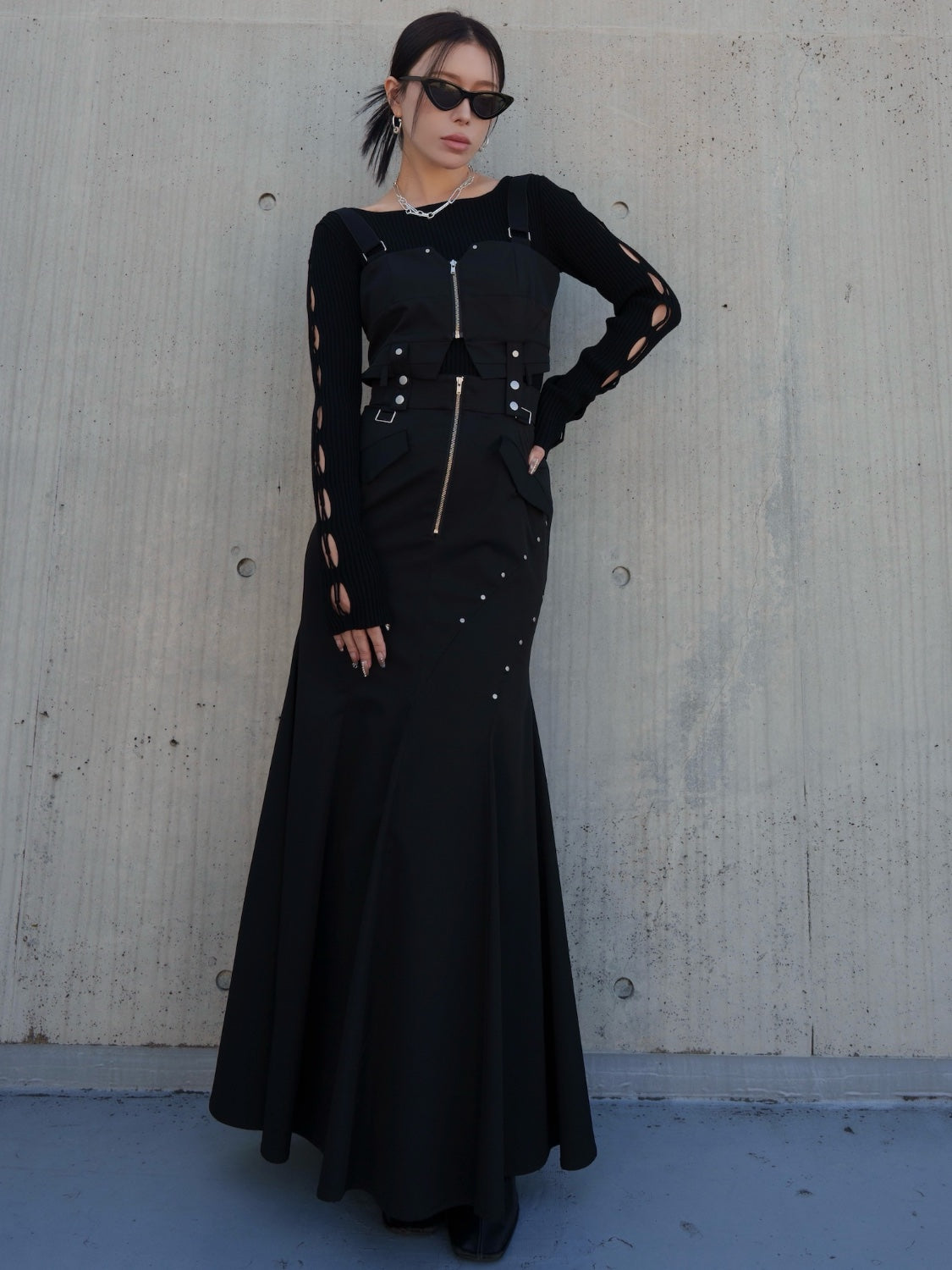 デザインカット スリーブ ボートネック KNIT