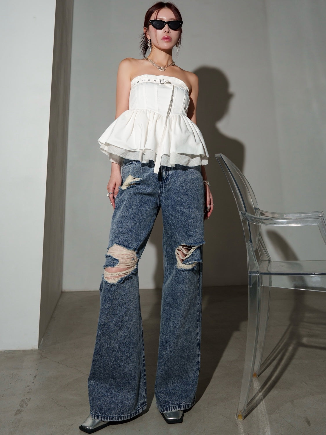ダメージ ワイド DENIM