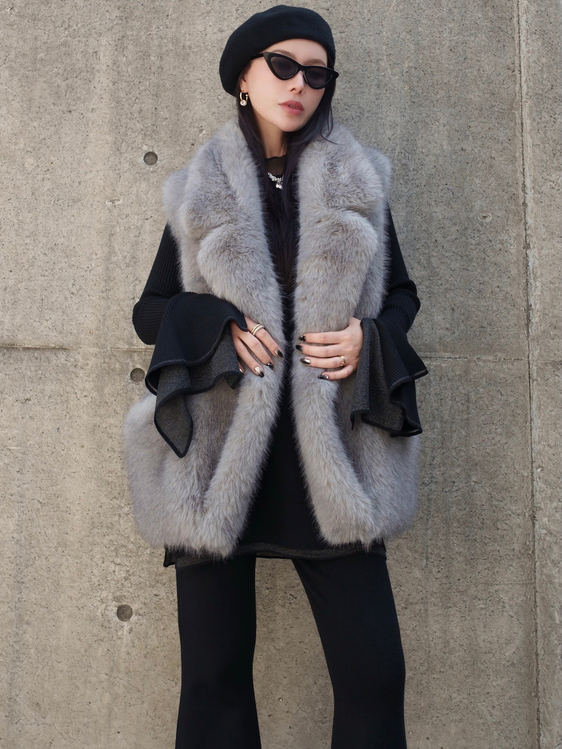 Suede ボンディング Fur ベスト