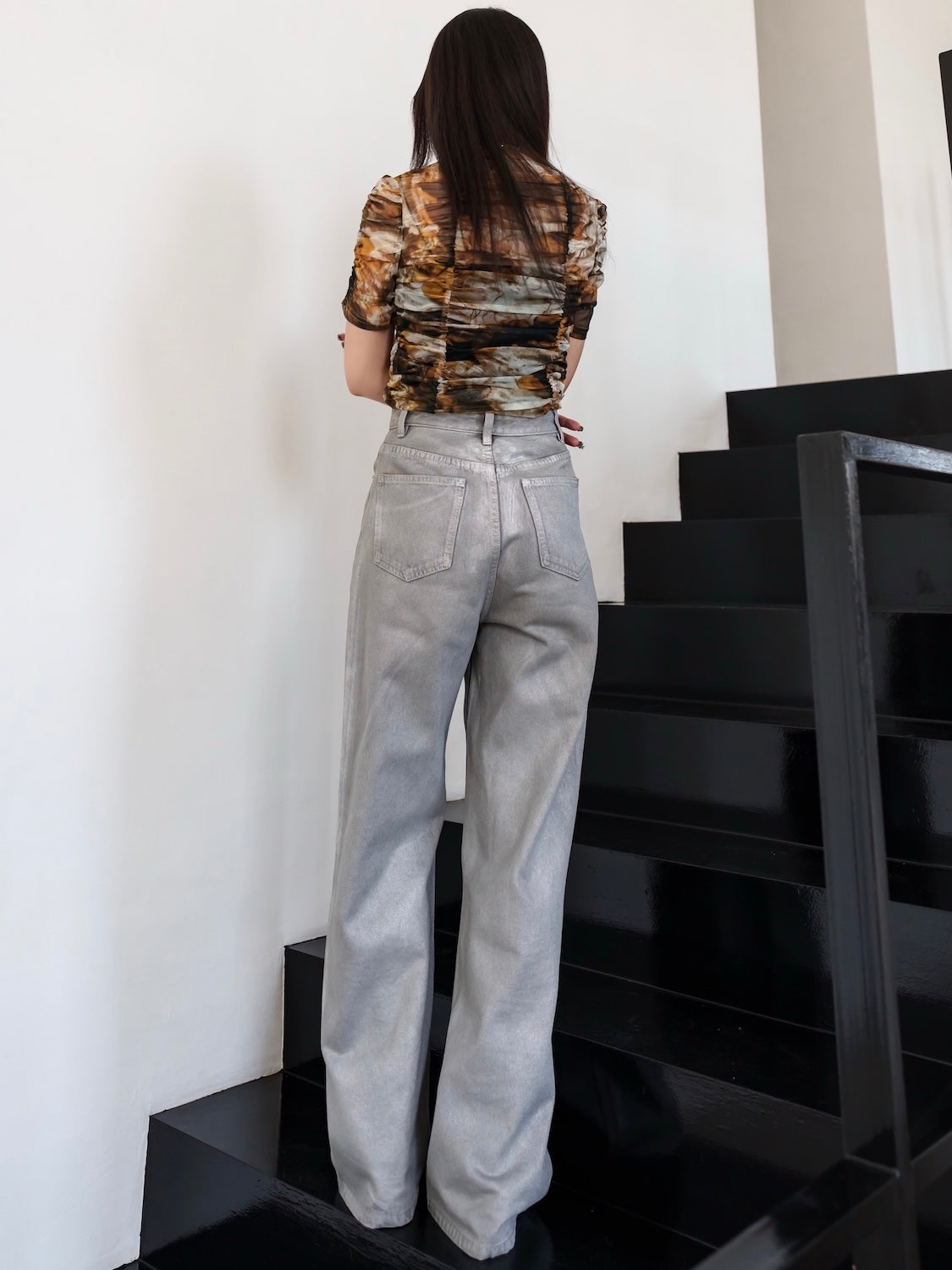 Spray Foil Wide Denim