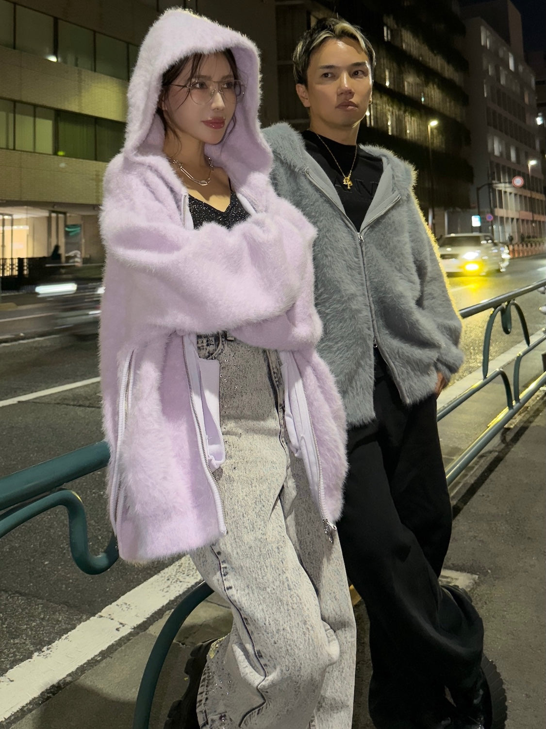 [UNISEX] Shaggy ボンディング KNIT Zip フーディー
