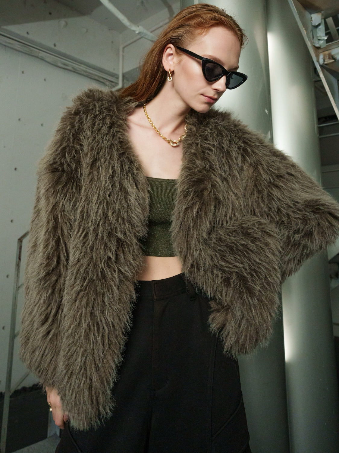 ノーカラー チベット Fur コート