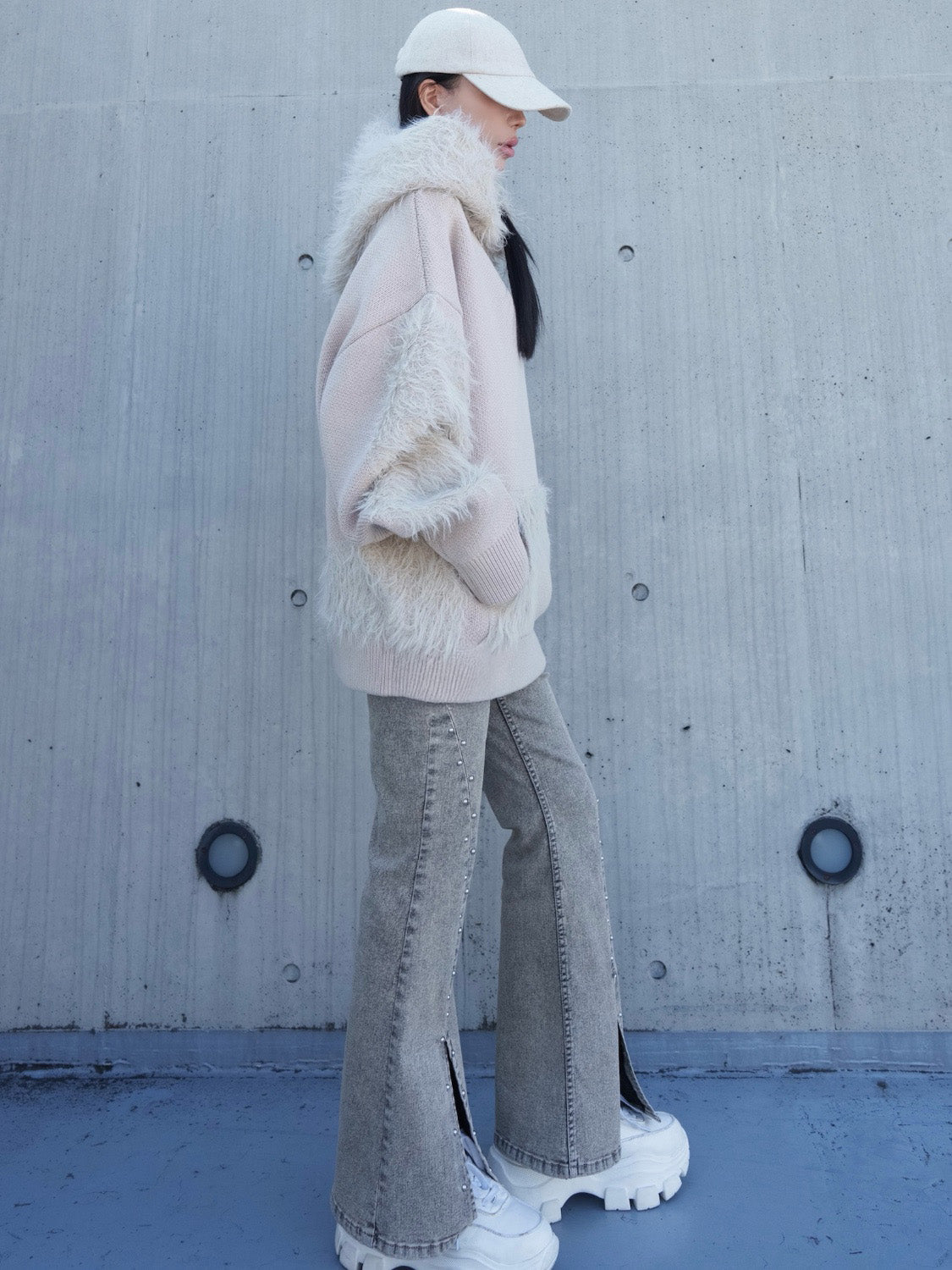 [UNISEX] Shaggy ドッキング KNIT フーディー