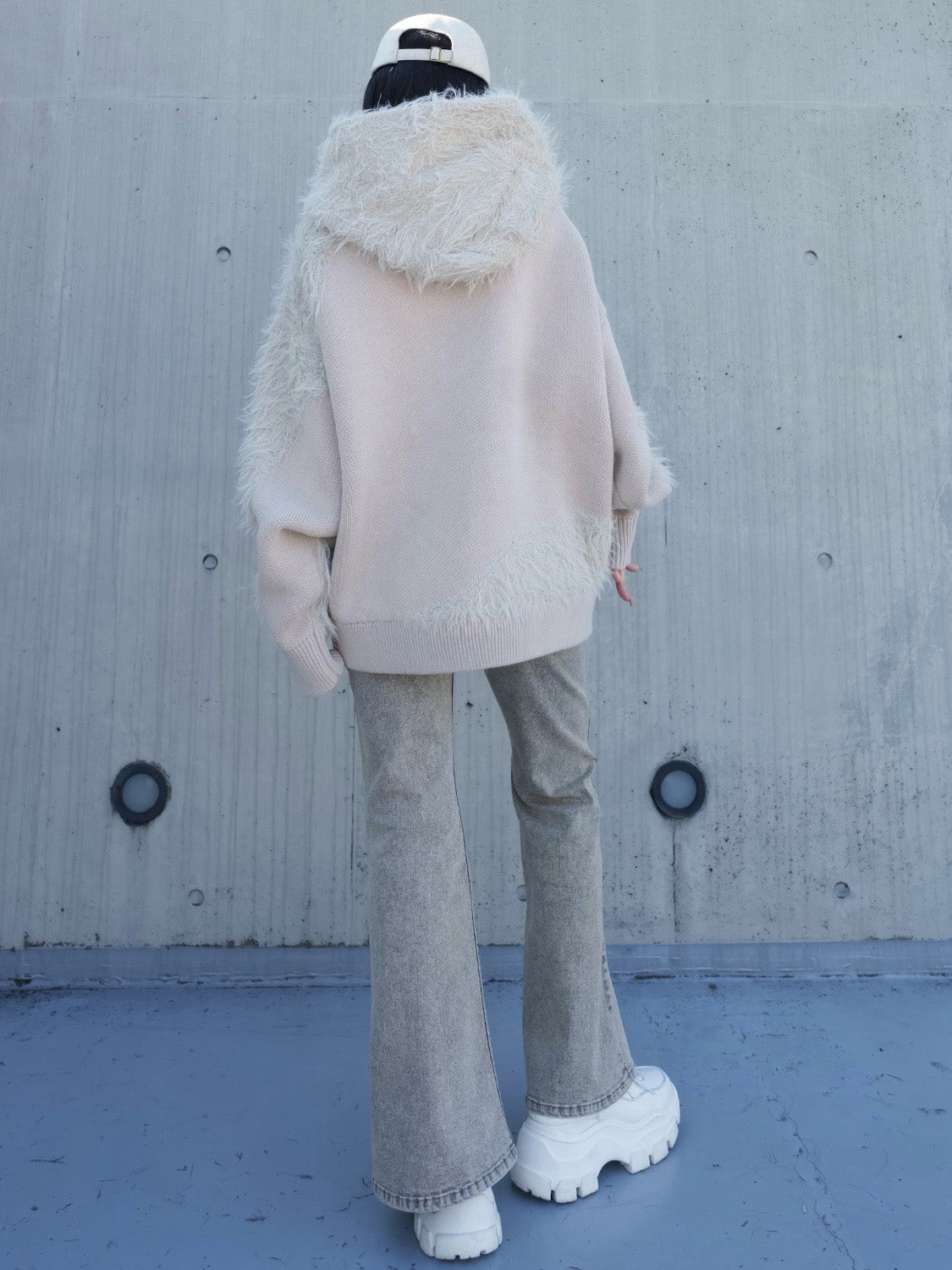 [UNISEX] Shaggy ドッキング KNIT フーディー