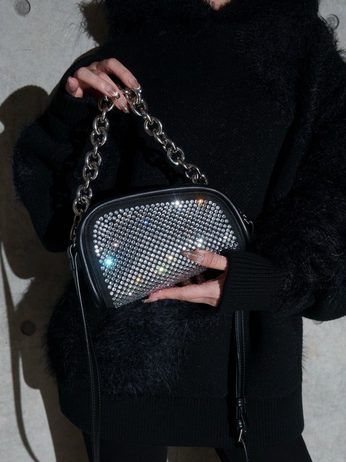 [UNISEX] Shaggy ドッキング KNIT フーディー