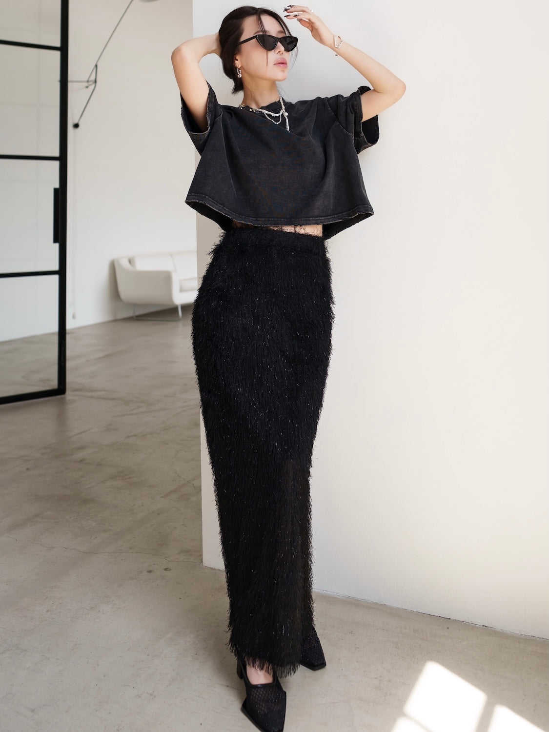 Relax Shaggy Long Skirt
