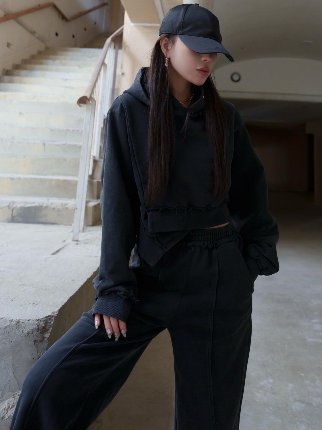 Washed カットオフ フーディー  Set-up