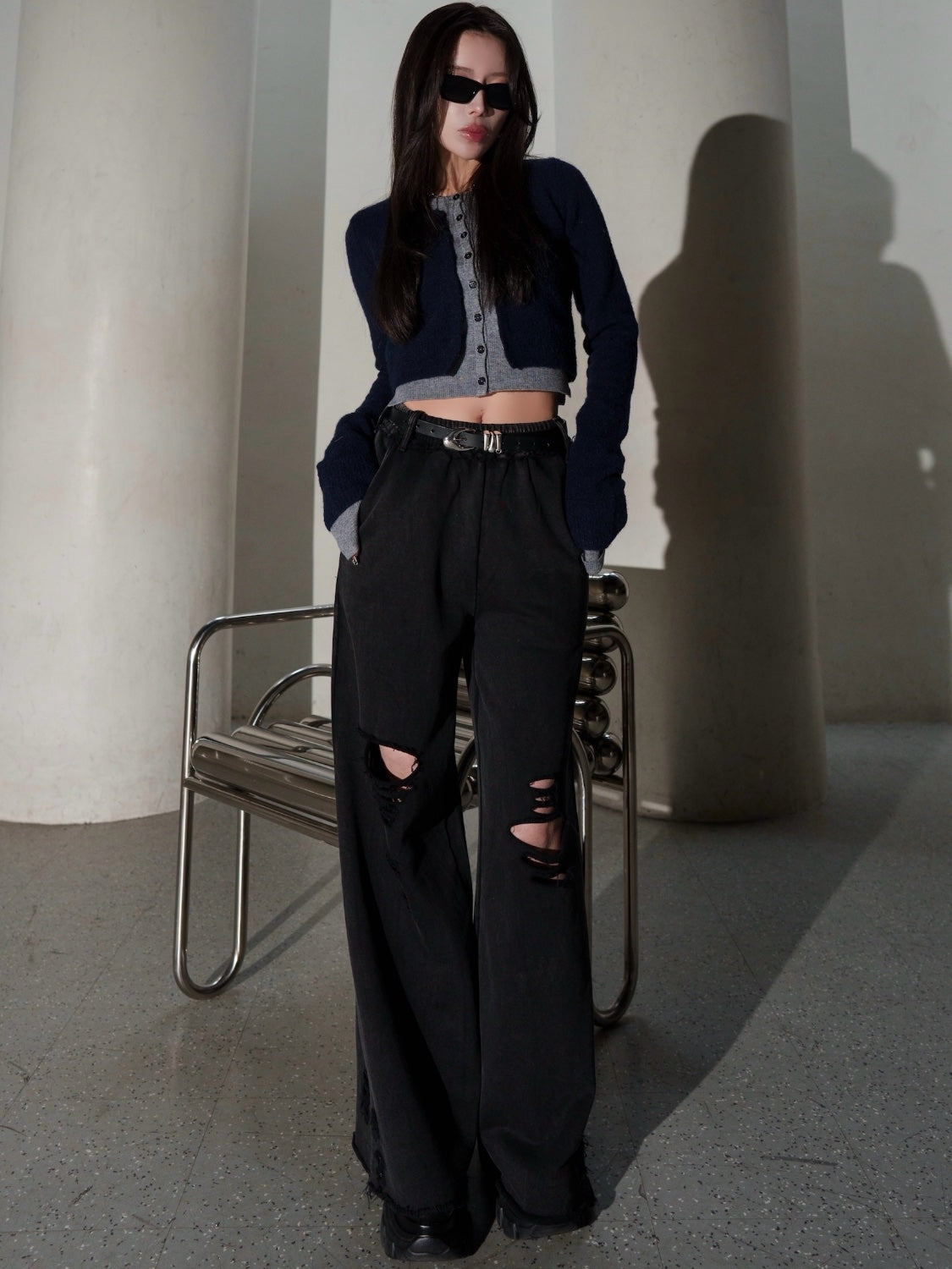 レイヤーライク Crew Neck KNIT カーディガン