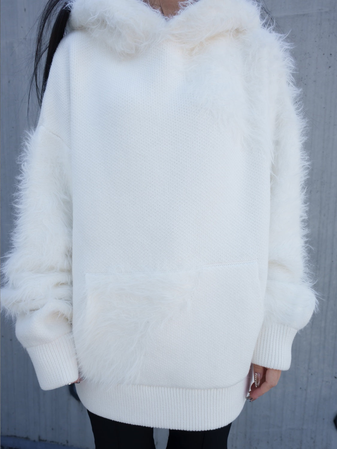 [UNISEX] Shaggy ドッキング KNIT フーディー