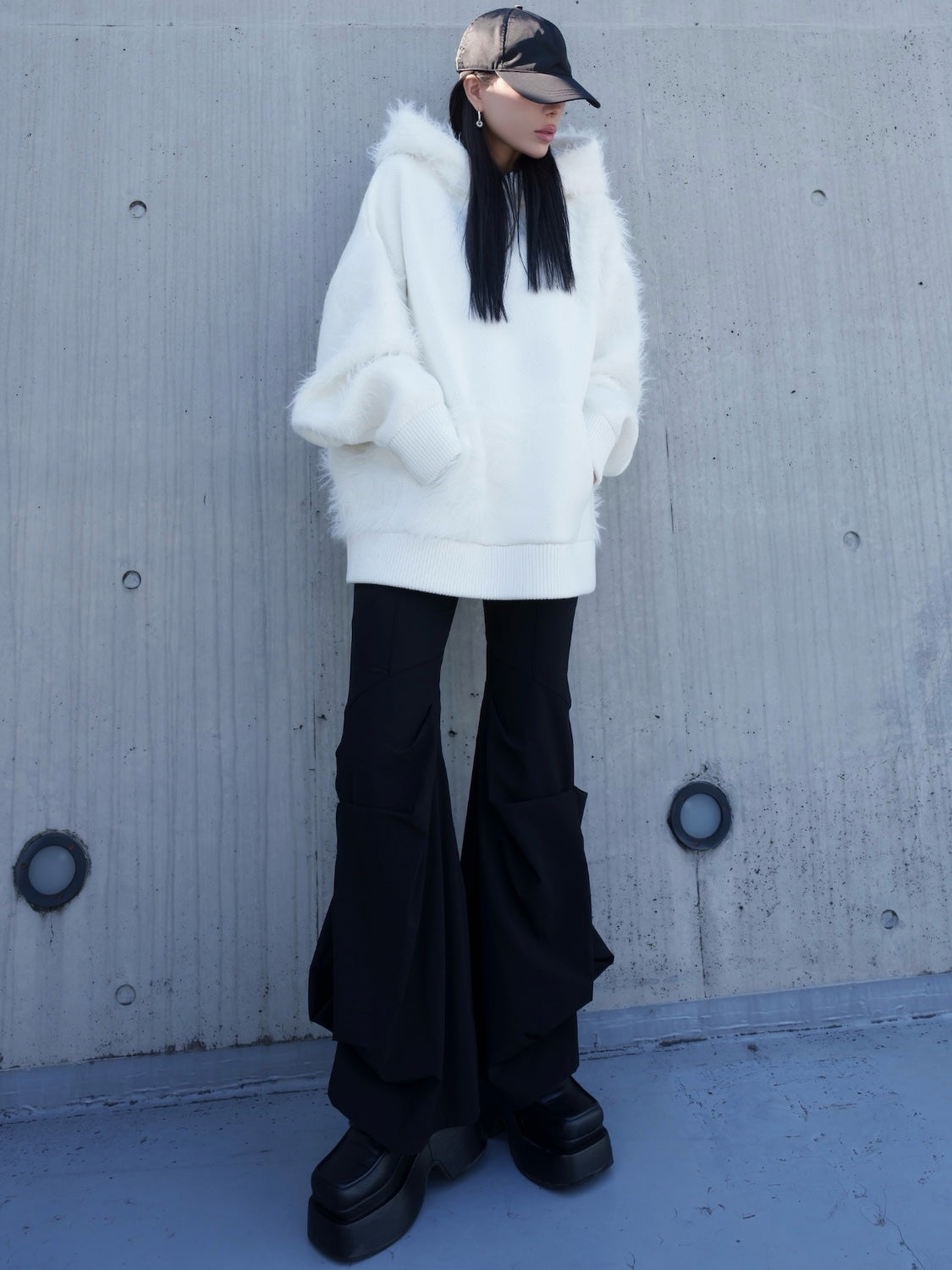 [UNISEX] Shaggy ドッキング KNIT フーディー