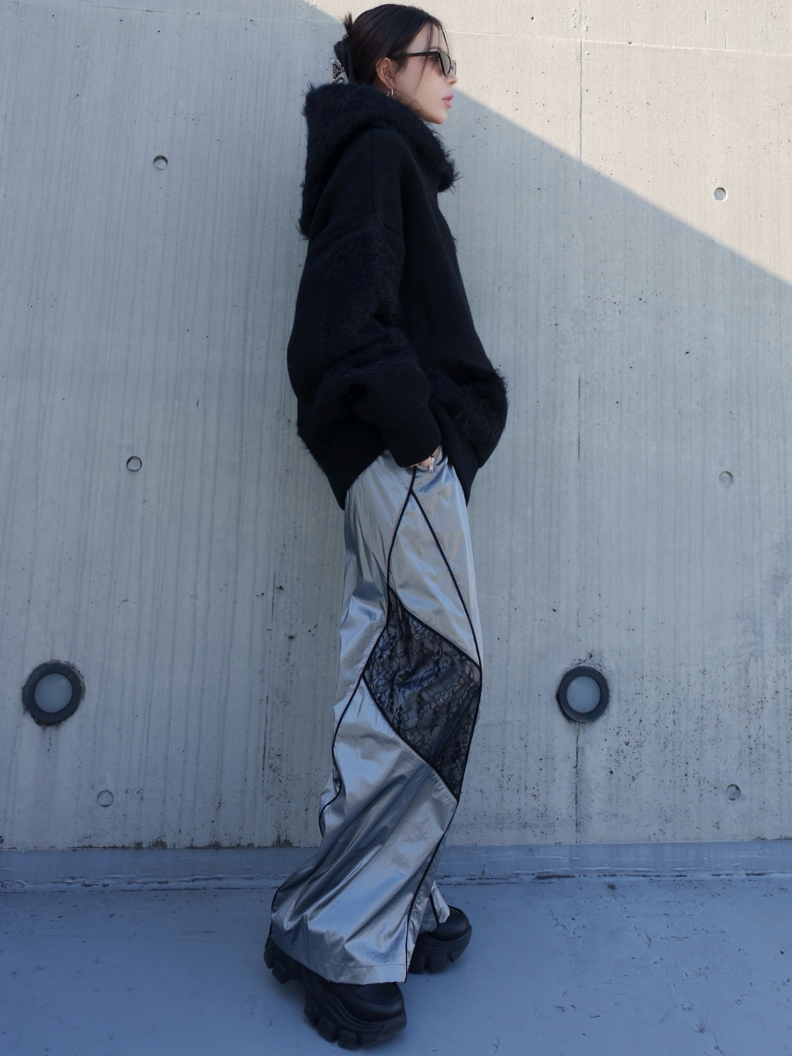 [UNISEX] Shaggy ドッキング KNIT フーディー