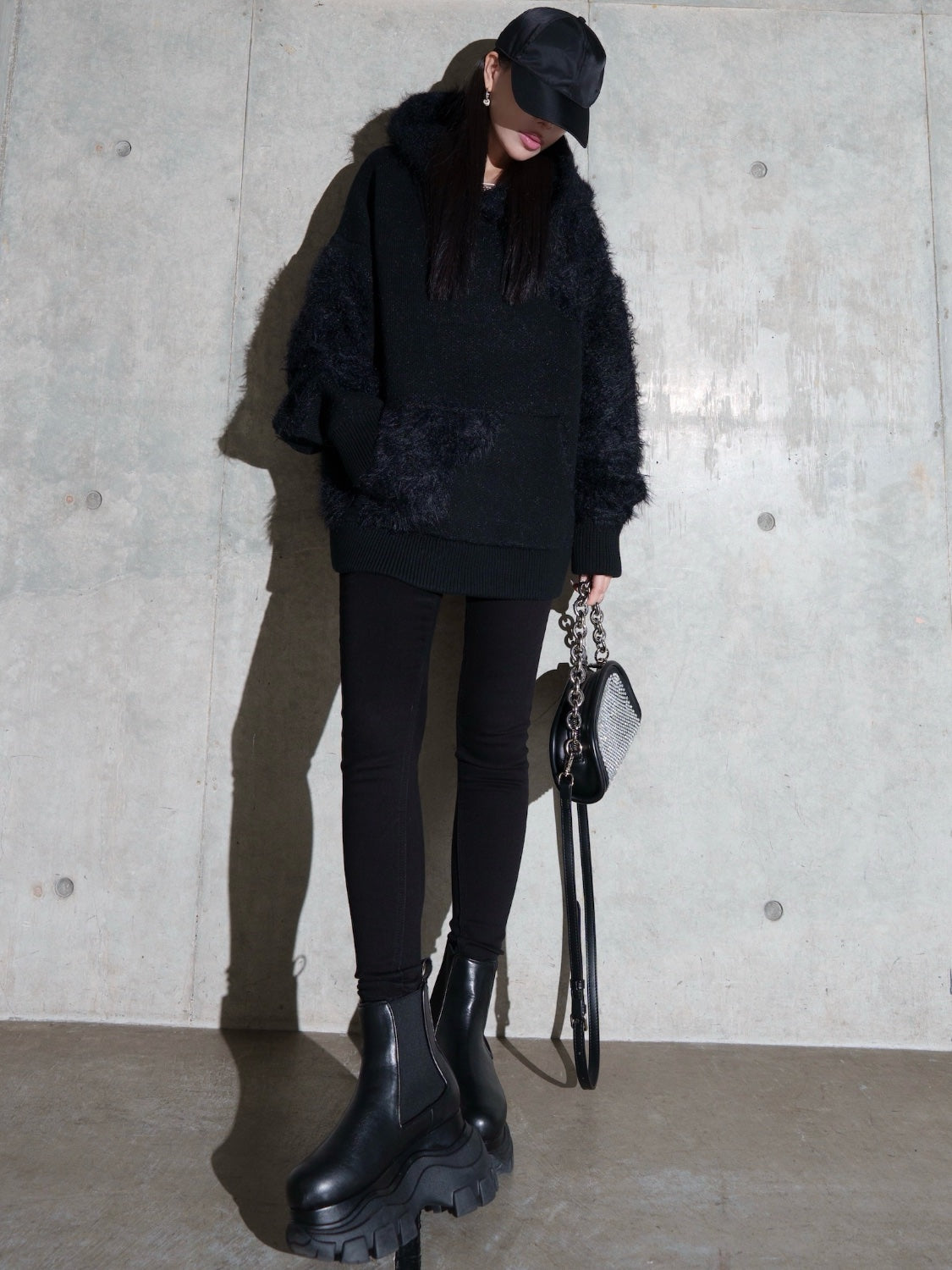 [UNISEX] Shaggy ドッキング KNIT フーディー