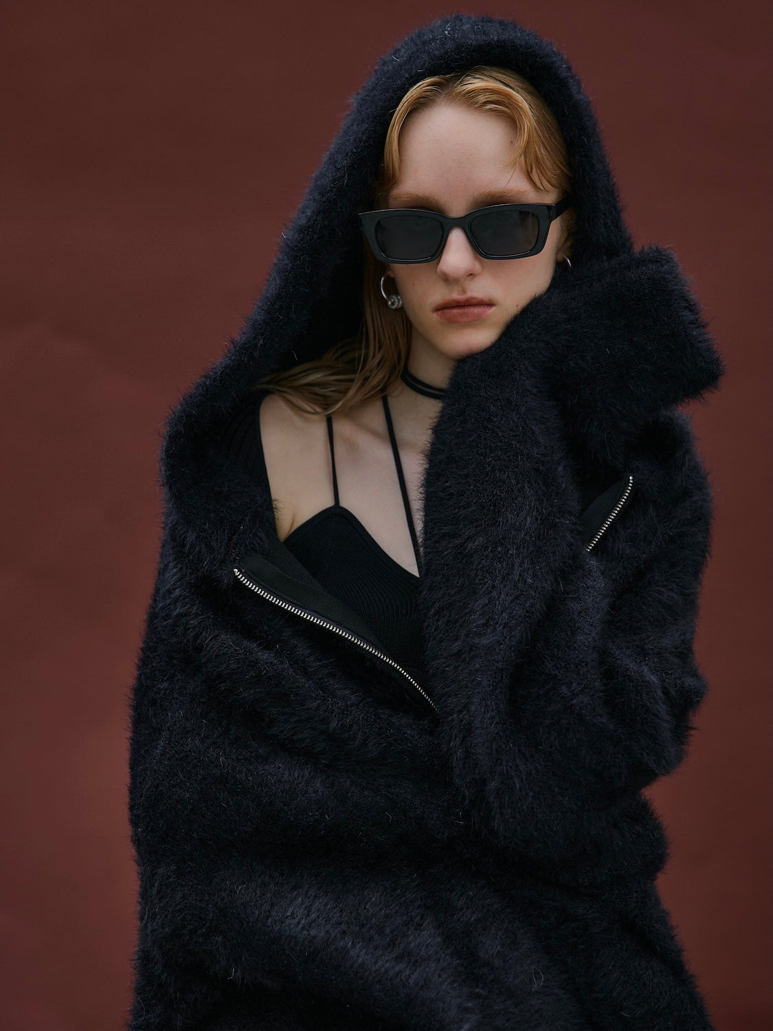 [UNISEX] Shaggy ボンディング KNIT Zip フーディー