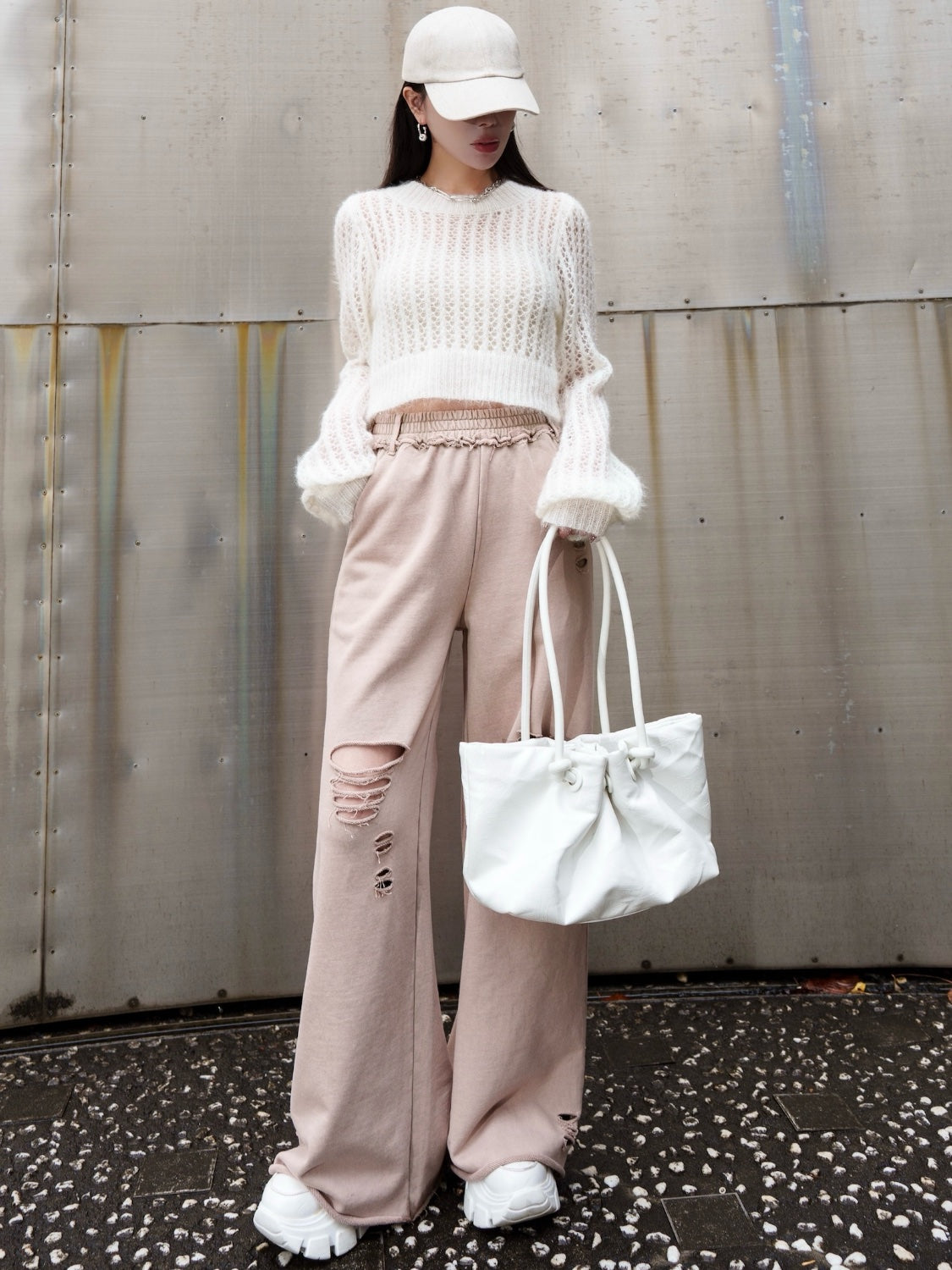 Cropped ラメ KNIT トップス