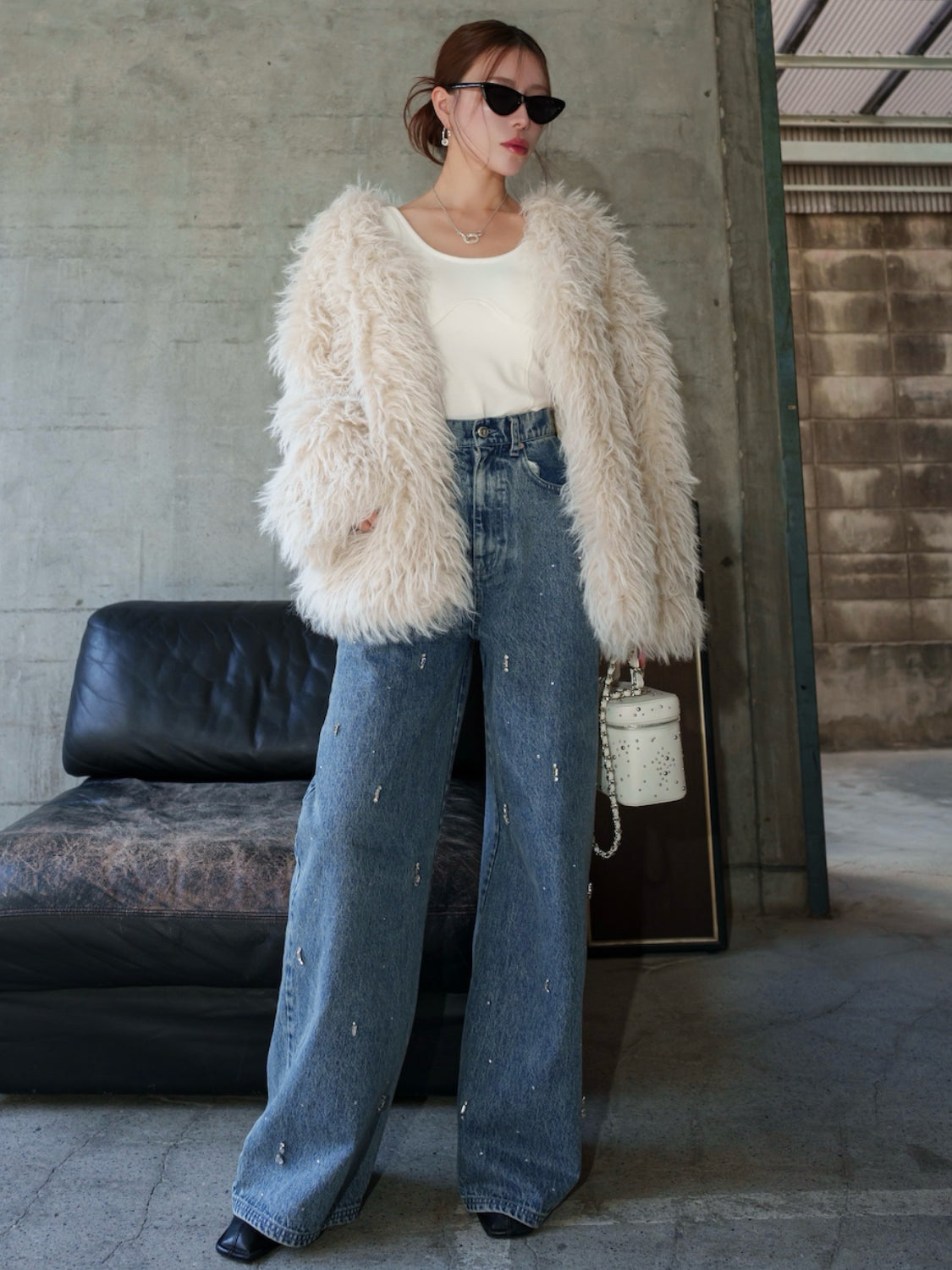 ノーカラー チベット Fur コート