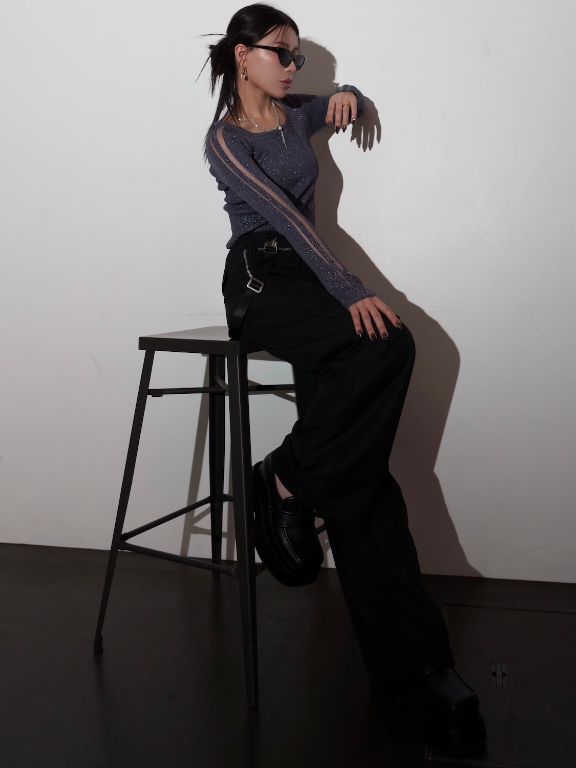 シアー Double ライン ラメニット