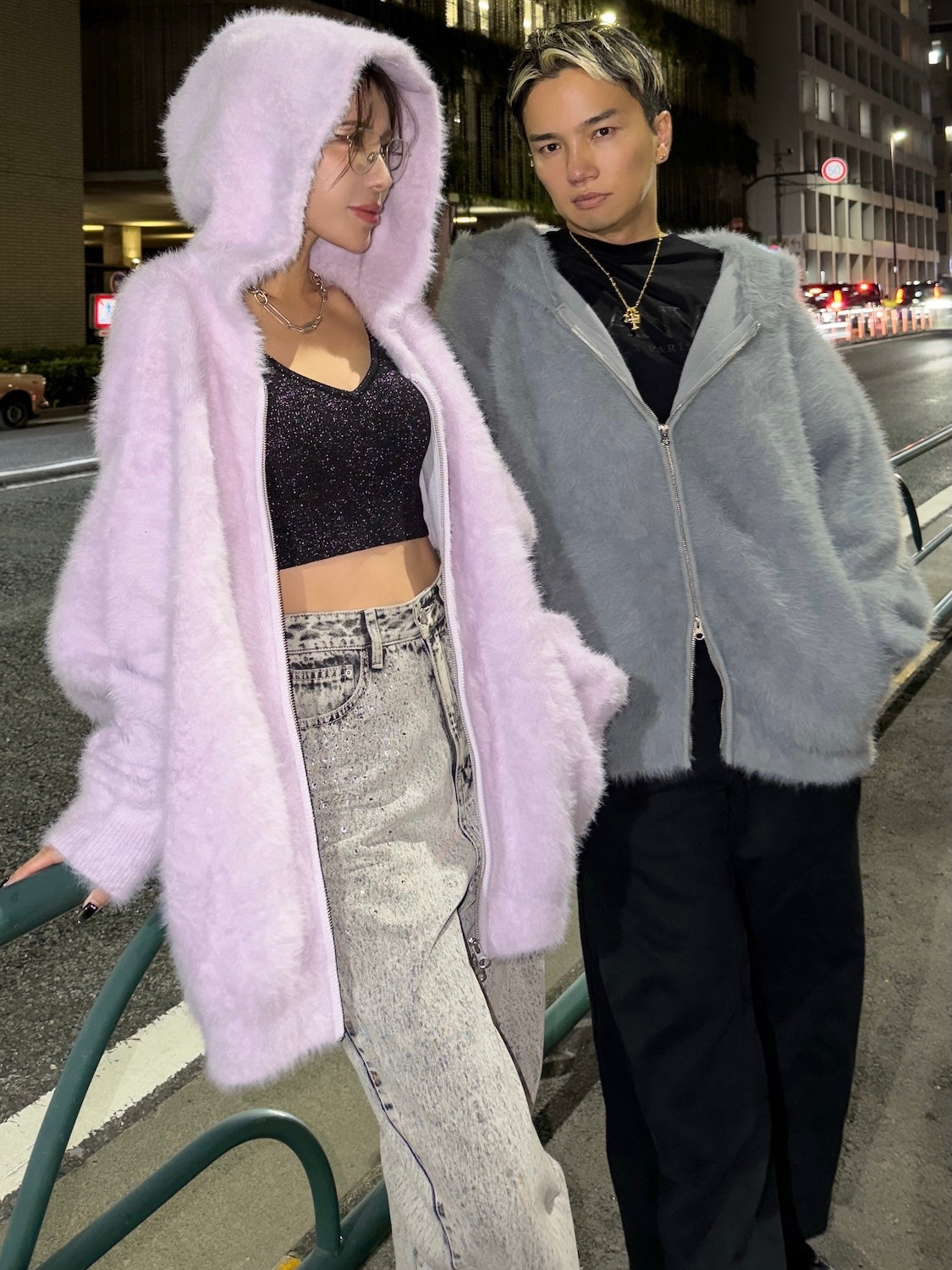 [UNISEX] Shaggy ボンディング KNIT Zip フーディー