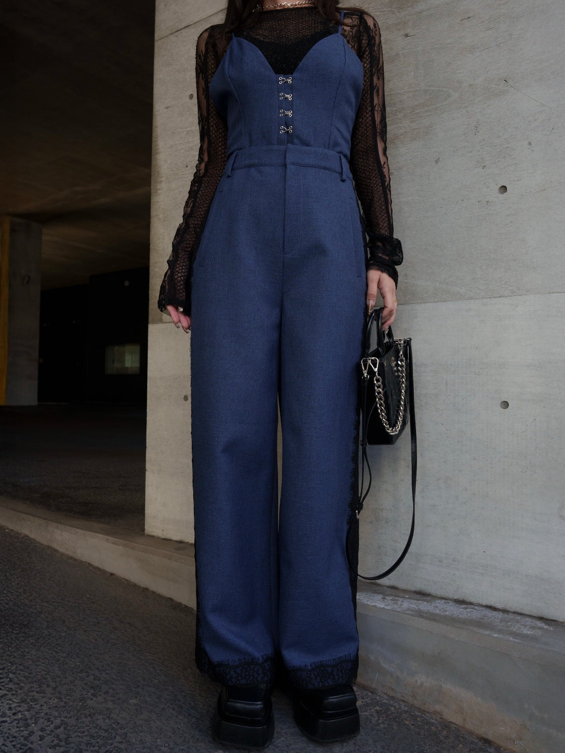 Multi-way レースコンビ ツイル サロペット