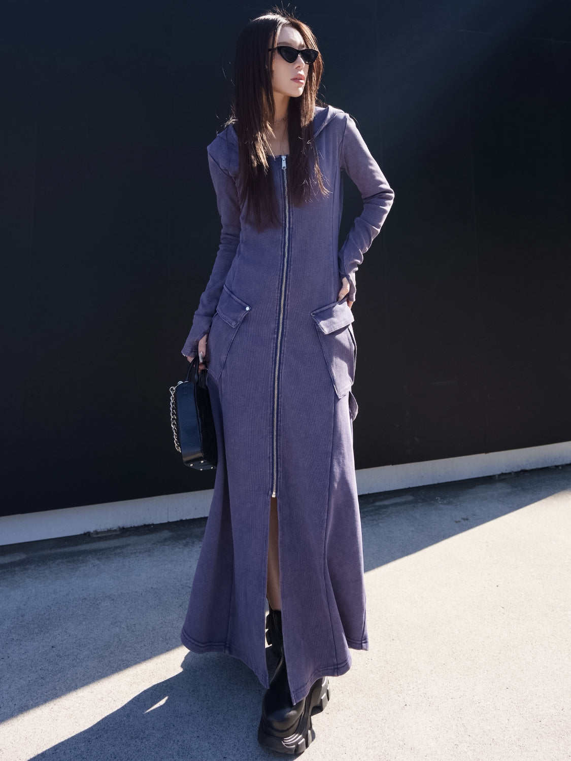 ピグメント Rib フーディー Zipワンピース