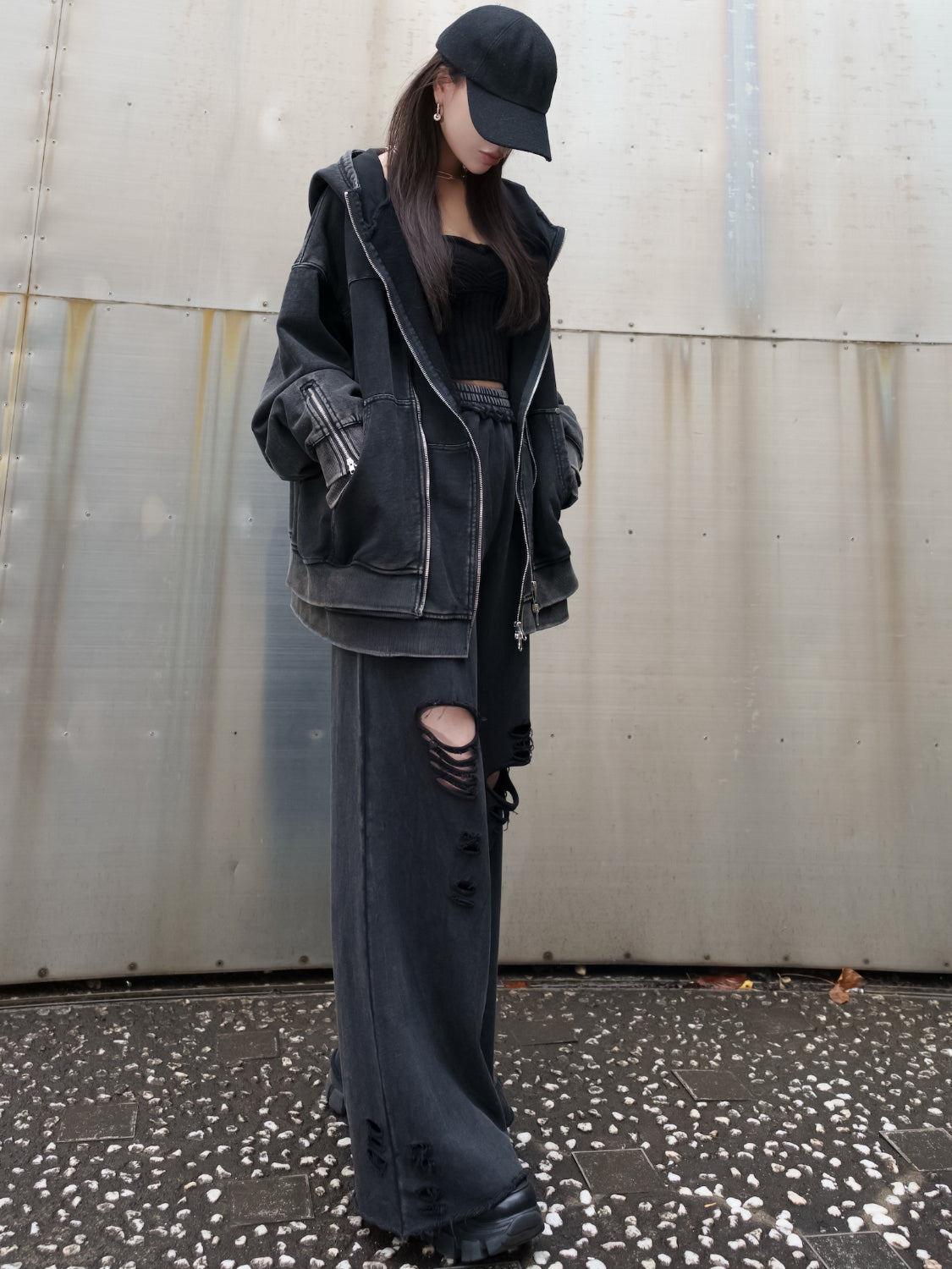 [UNISEX] ピグメント Multi Zip レイヤードフーディー