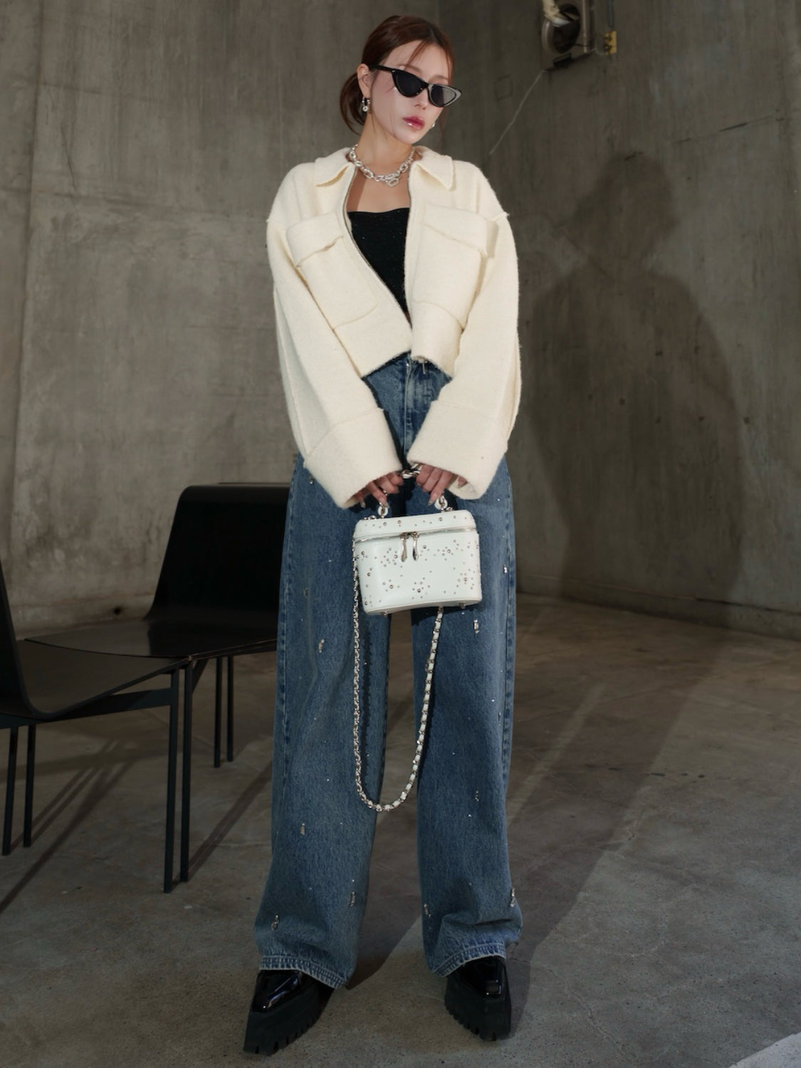 メルトンライク KNIT Zip コート